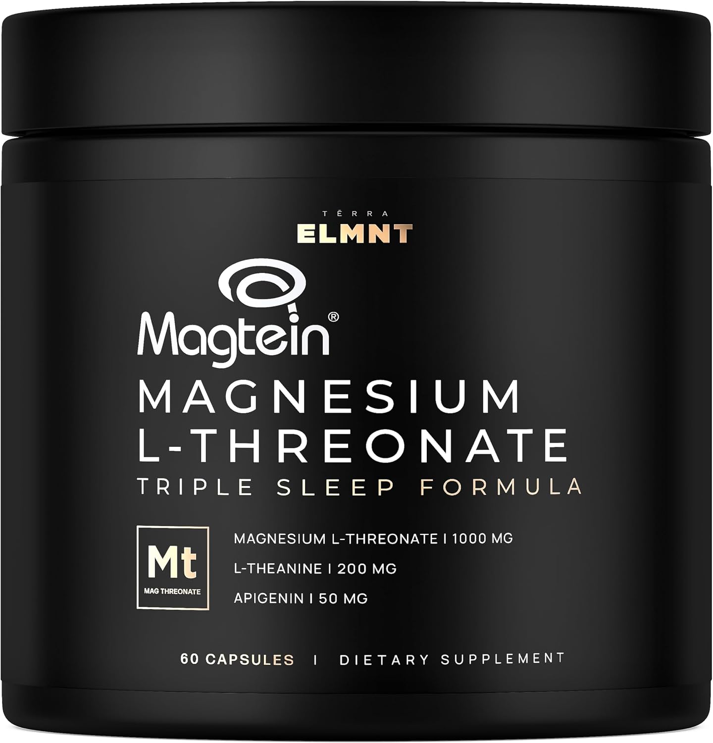 Triple Sleep Magnesium L-Threonate w. Apigenin, Theanine & Magtein Magnesium L Threonate – High Absorption Magnesium Supplement Capsules for Men and Women Magnesium Powder Pills