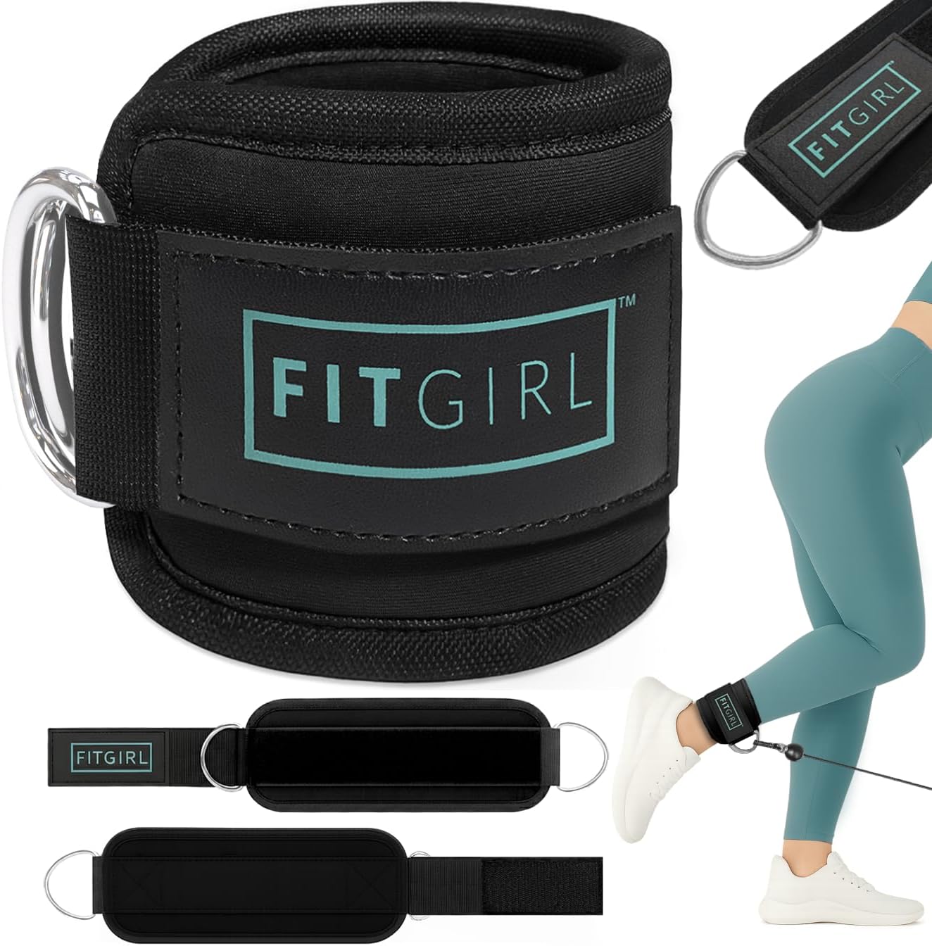 FITGIRL Ankle Strap for Cable Machine – Premium Padding and Comfort for Cable Exercise Machines, Cable Exercise Attachment for Home & Gym, Glute Workouts – Kickbacks, Leg Extensions, Hip Abductors
