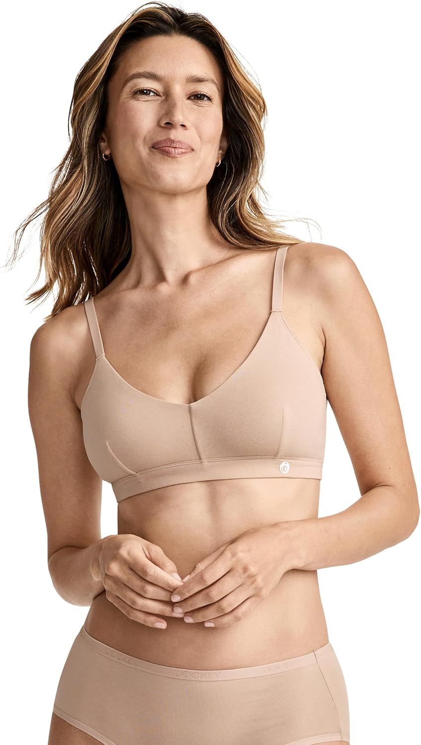 Jockey Women’s Bra Organic Cotton Stretch Triangle Bralette – 2 Pack