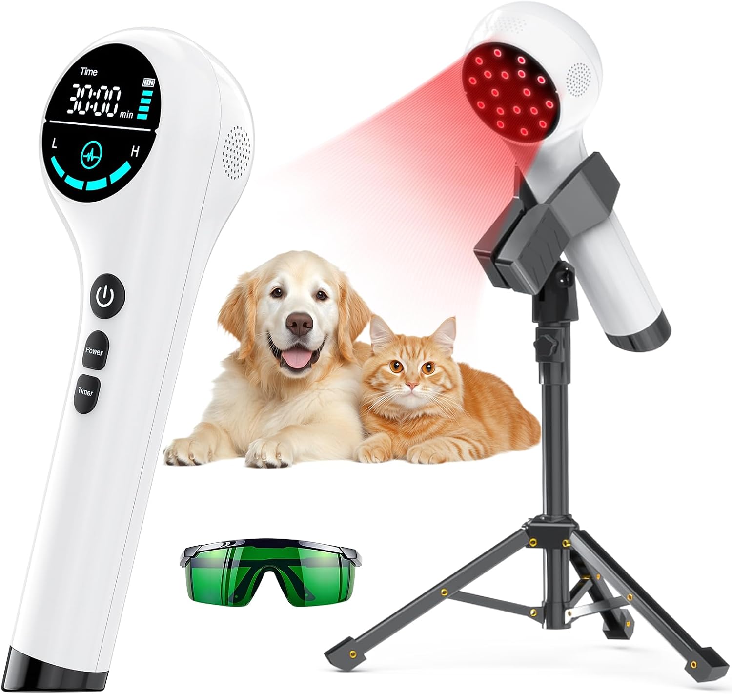Red Light Therapy Device with Stand, 808/660nm Handheld Infrared Light Wand | Cordless Red Light Therapy for Body, Knee, Shoulder, Back, Joint, Dogs, Portable for Home Daily Comfort Office Use