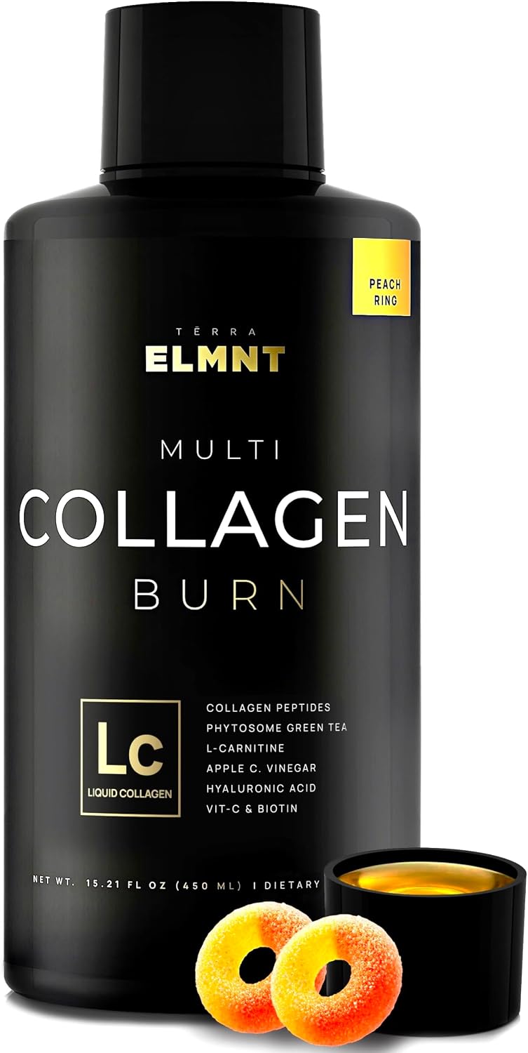 Premium Liquid Collagen for Women Weight Loss & Beauty w. Hyaluronic Acid, Biotin, L-Carnitine, ACV – Ultra Pure Multi Collagen Protein Shots Drink Hair Skin Liquid Vitamins, Colageno (Peach Ring)