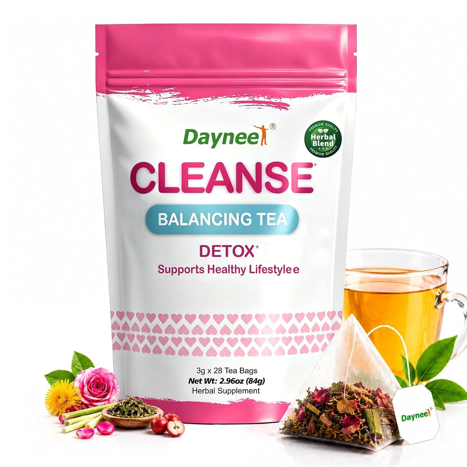Daynee Cleanse Detox Tea – Gentle Digestive Support, Dandelion Yerba Mate