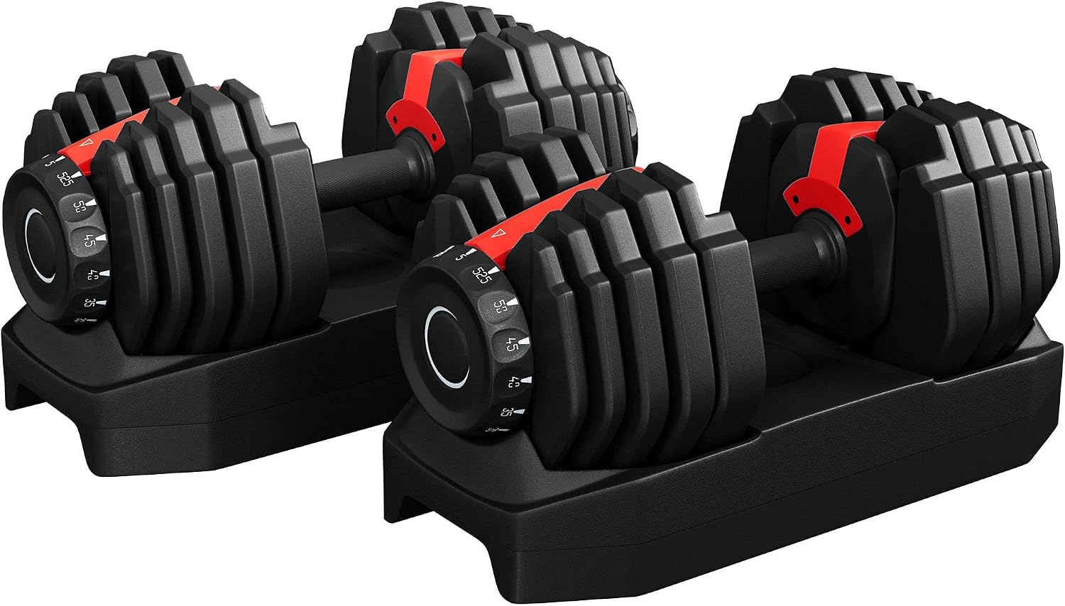 Yaheetech Adjustable Dumbbell Set 5-52.5 lb for Home Gym Dial-Select Weight | One dial turn scales full-body training from beginner to intermediate lifts, and the steel plates lock into the storage base