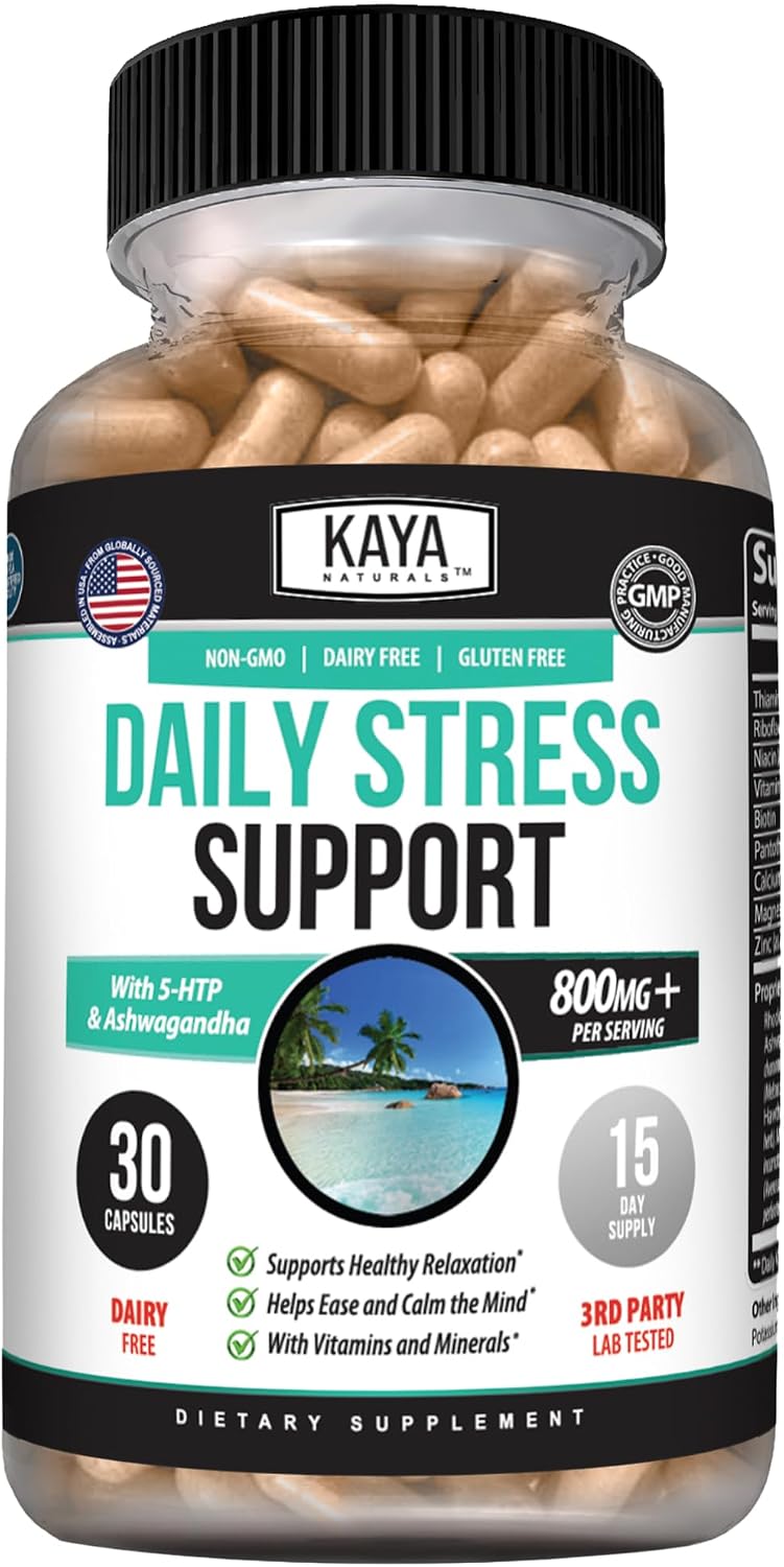 Kaya Naturals Daily Stress Support with Ashwagandha & GABA, 30 Capsules