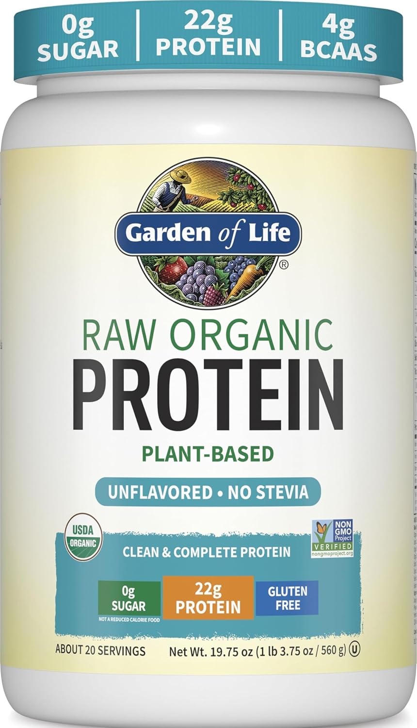 Garden of Life Organic Vegan Protein Powder, Plant Based & BCAAs, Organic Protein Powder with Probiotics & Enzymes, Non-GMO, Gluten-Free Lactose Free 1.2 LB
