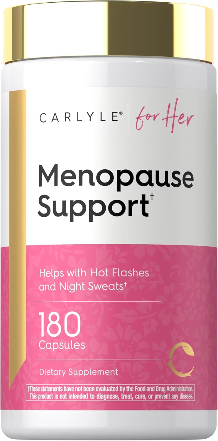 Carlyle Menopause Supplement for Women | 180 Capsules | Helps with Hot Flashes and Night Sweats | Non-GMO, Gluten Free Menopause Support