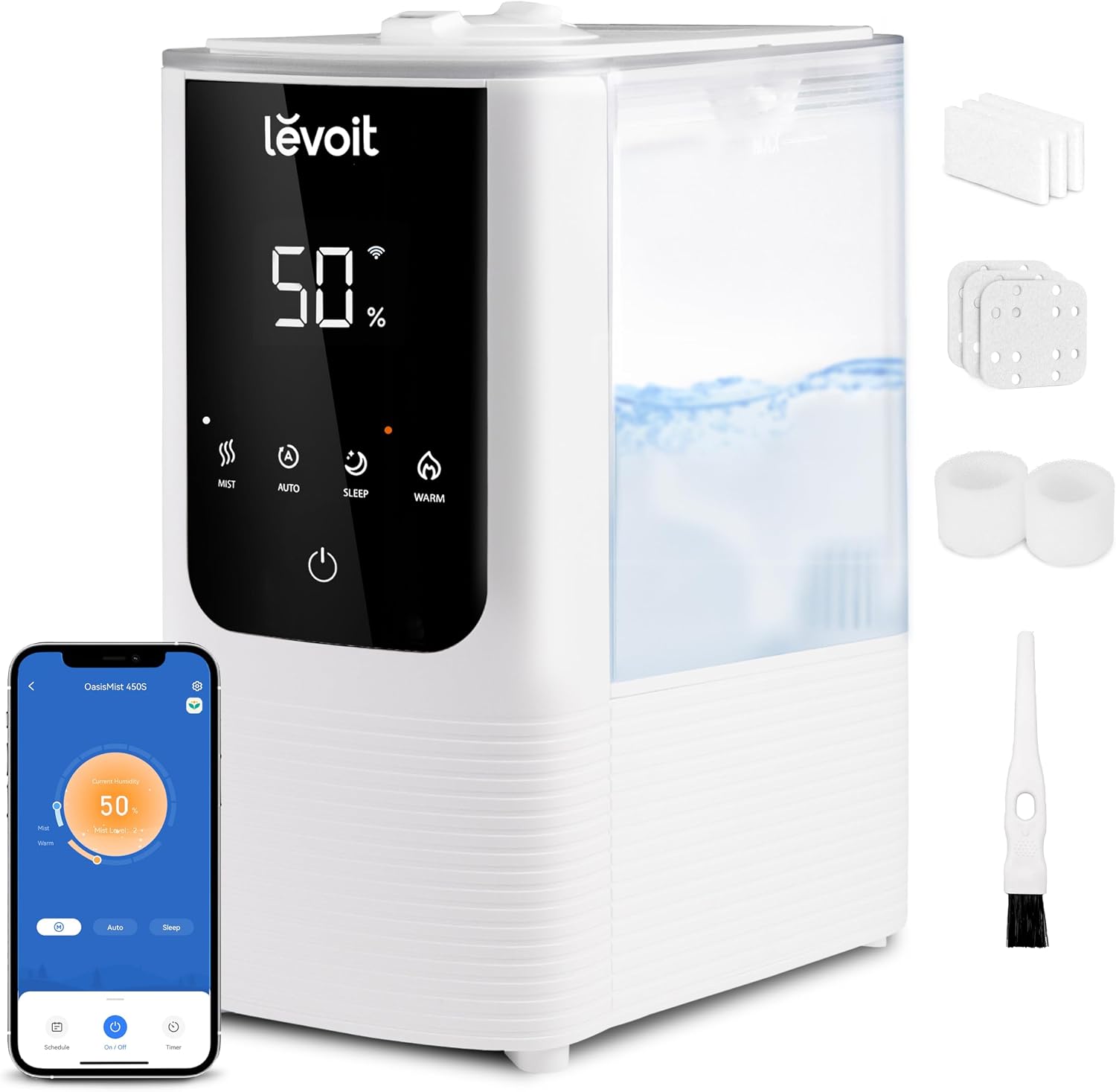 Levoit Humidifiers for Bedroom, Smart Warm and Cool Mist, Symptom Relief