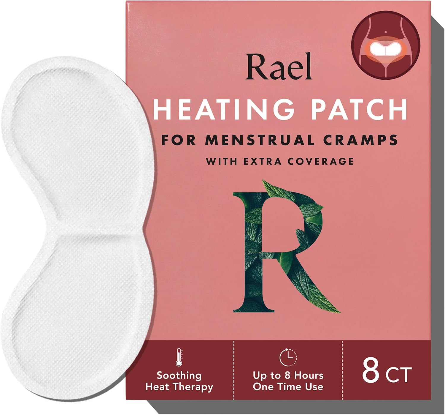 Rael Large Herbal Heating Patches, Feminine Period Care for Cramps (8 Ct)