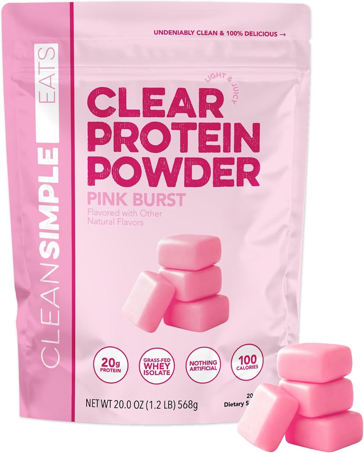 Clean Simple Eats Clear Protein Drink, Pink Burst, 20 Servings