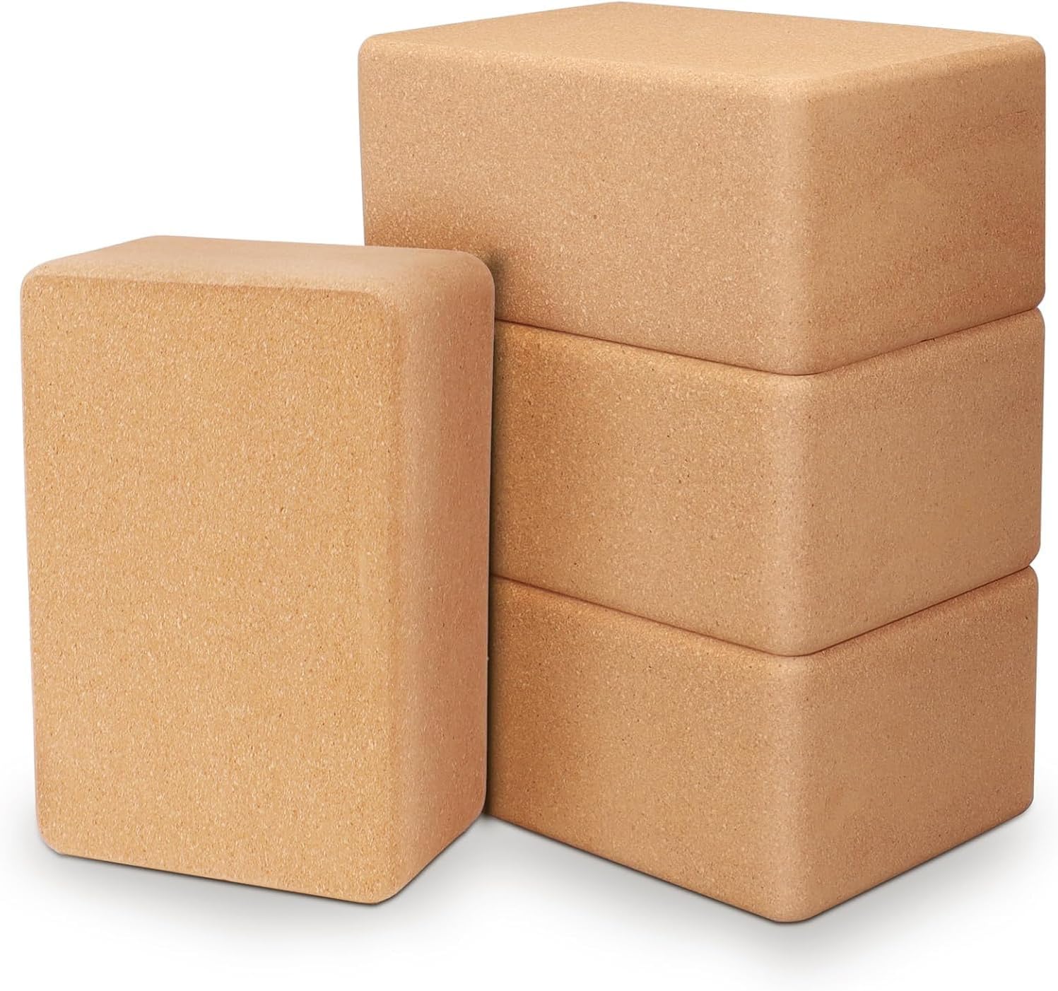 4 Pack Cork Yoga Blocks, Non-Slip High-Density Yoga Bricks, 9 x 6 x 4 in
