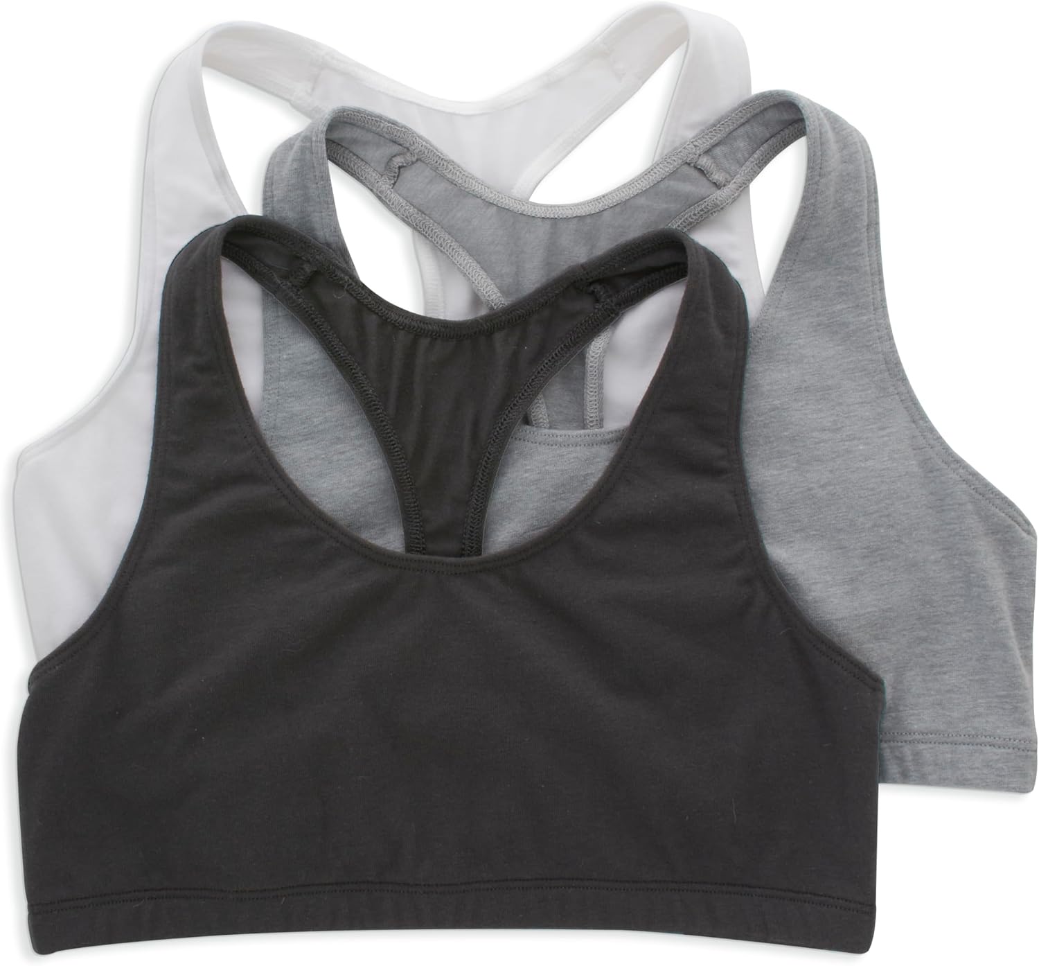 Hanes Women’s Racerback Cotton T-Back Bralette (3 Pack)