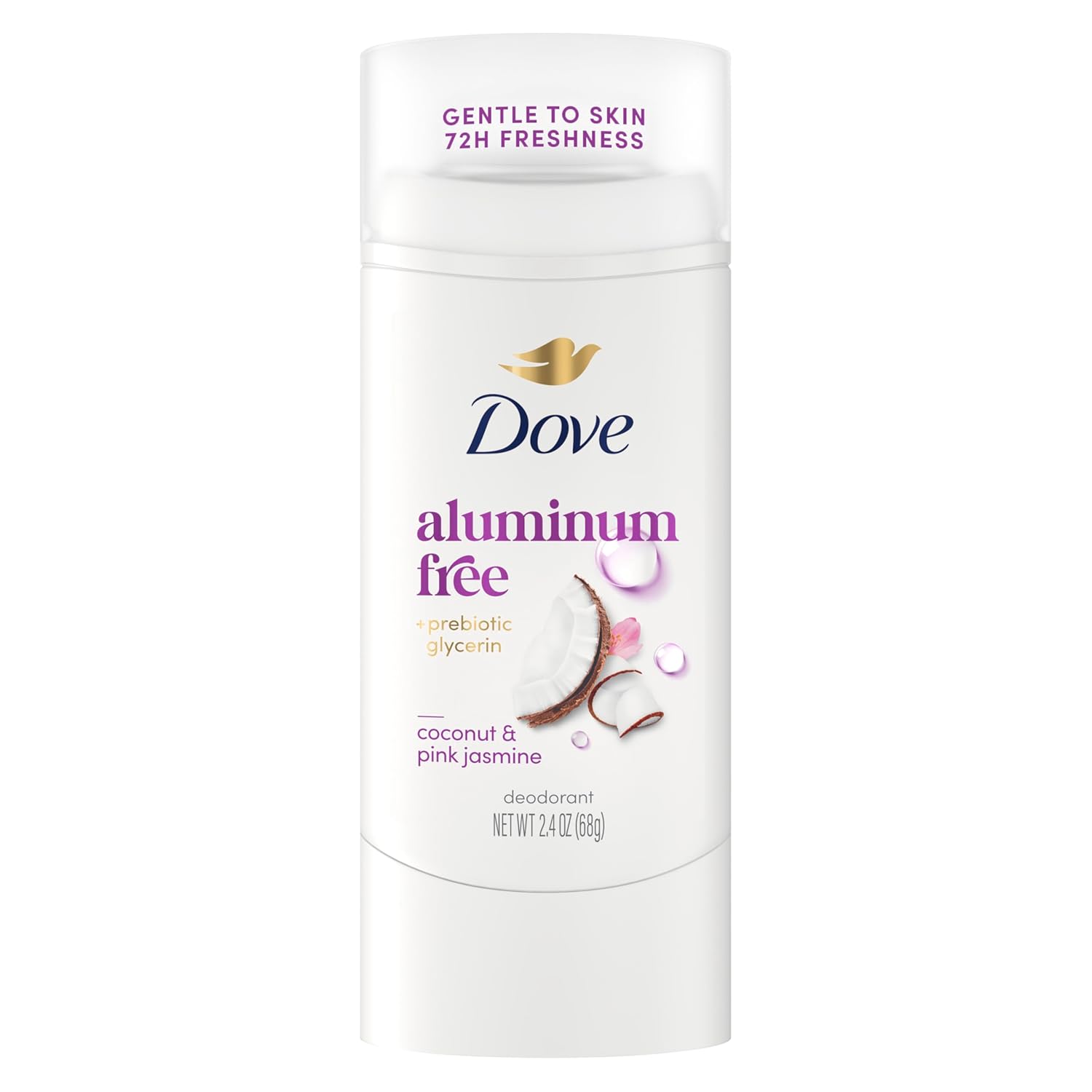Dove Deodorant Stick Coconut & Pink Jasmine Aluminum Free 2.4 Oz | 72H Odor Protection