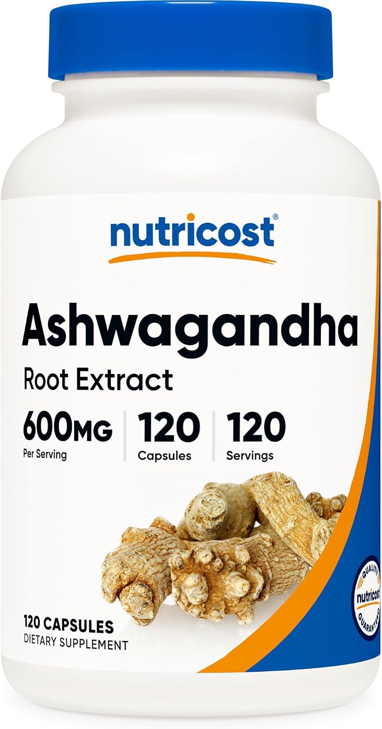Nutricost Ashwagandha Herbal Supplement 600mg, 120 Capsules, Gluten-Free | Vegetarian, GMO-Free, Ashwagandha Root