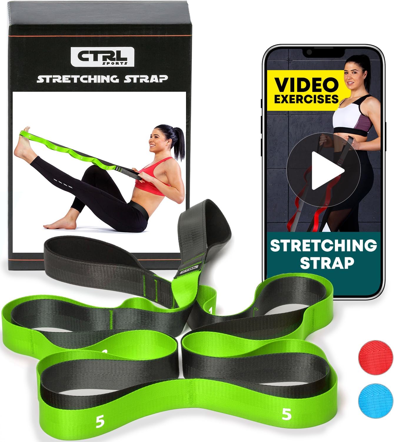 Stretching Strap with Loops – Non Elastic Yoga Strap for Physical Therapy