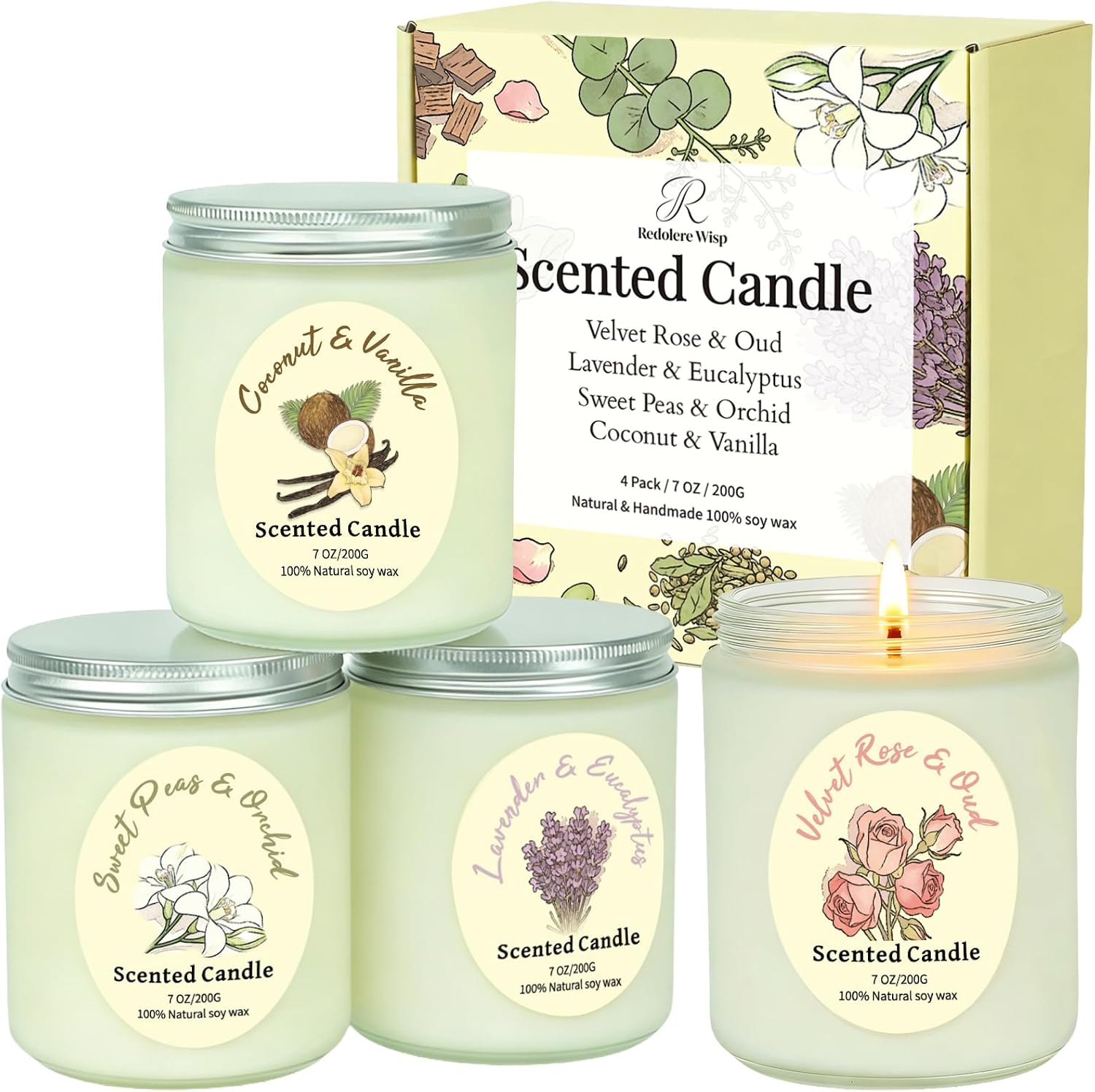 4 Pack Scented Candles Gift Set, Natural Soy Wax Non Toxic 28 oz for Home