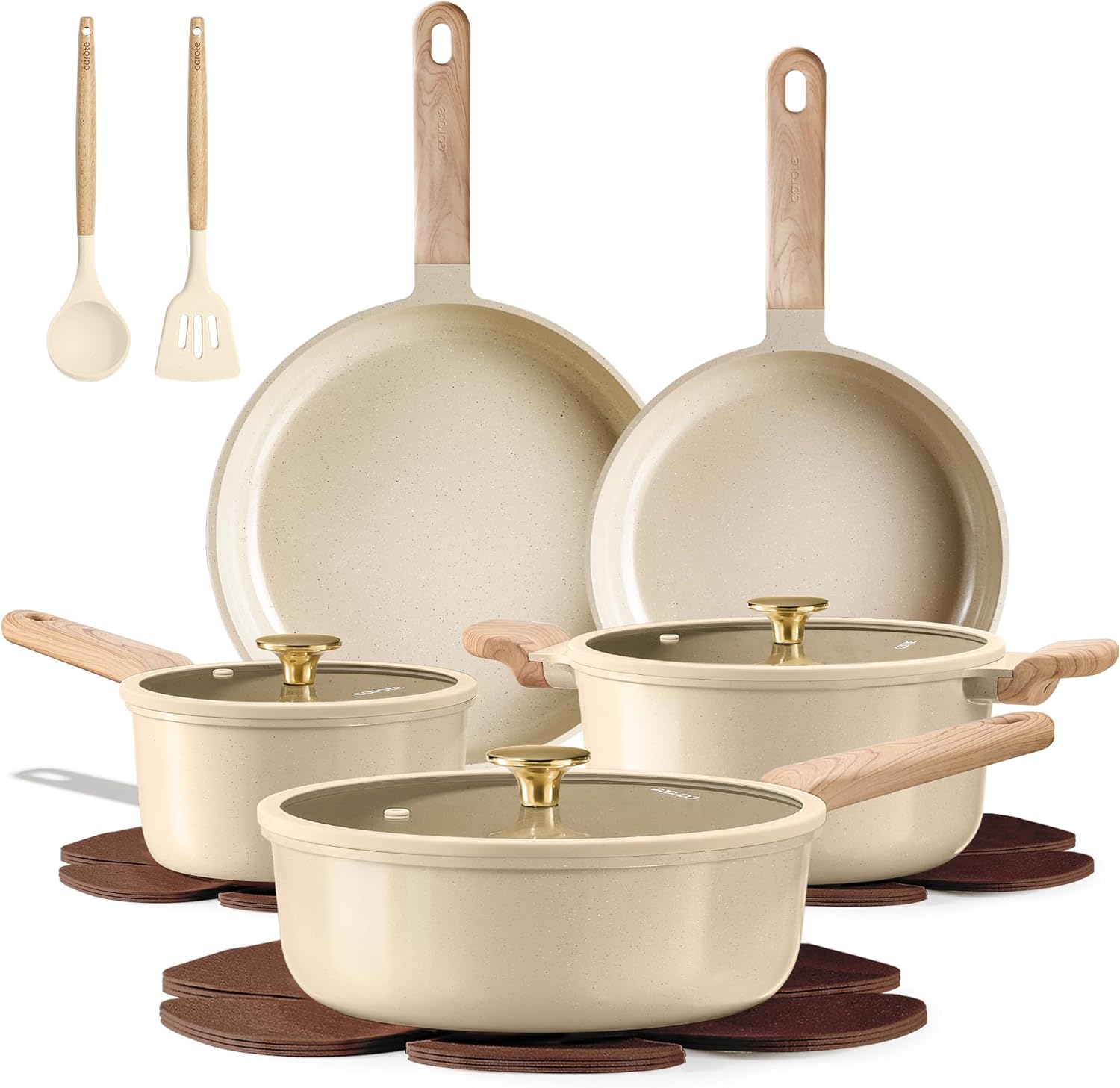 CAROTE Pots and Pans Set, Ceramic Cookware Set, 14pcs