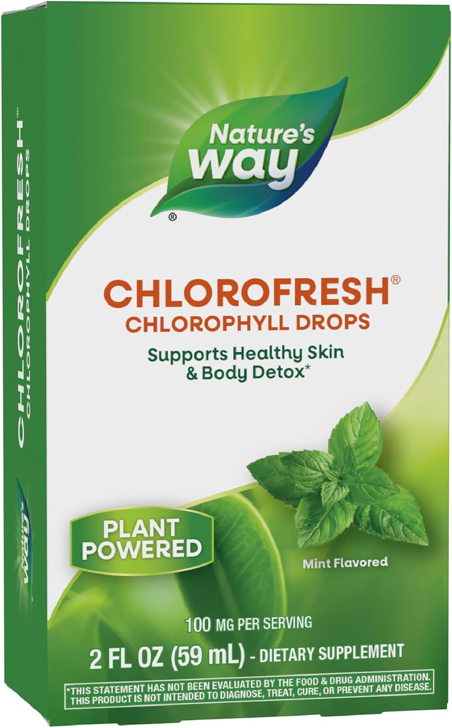 Nature’s Way Chlorofresh Chlorophyll Drops, Mint Flavored, 2 Fl Oz | Supports Detox Pathways*, Liquid Chlorophyllin Copper Complex, Supports Healthy Skin*, Internal Deodorant*, Gluten-Free