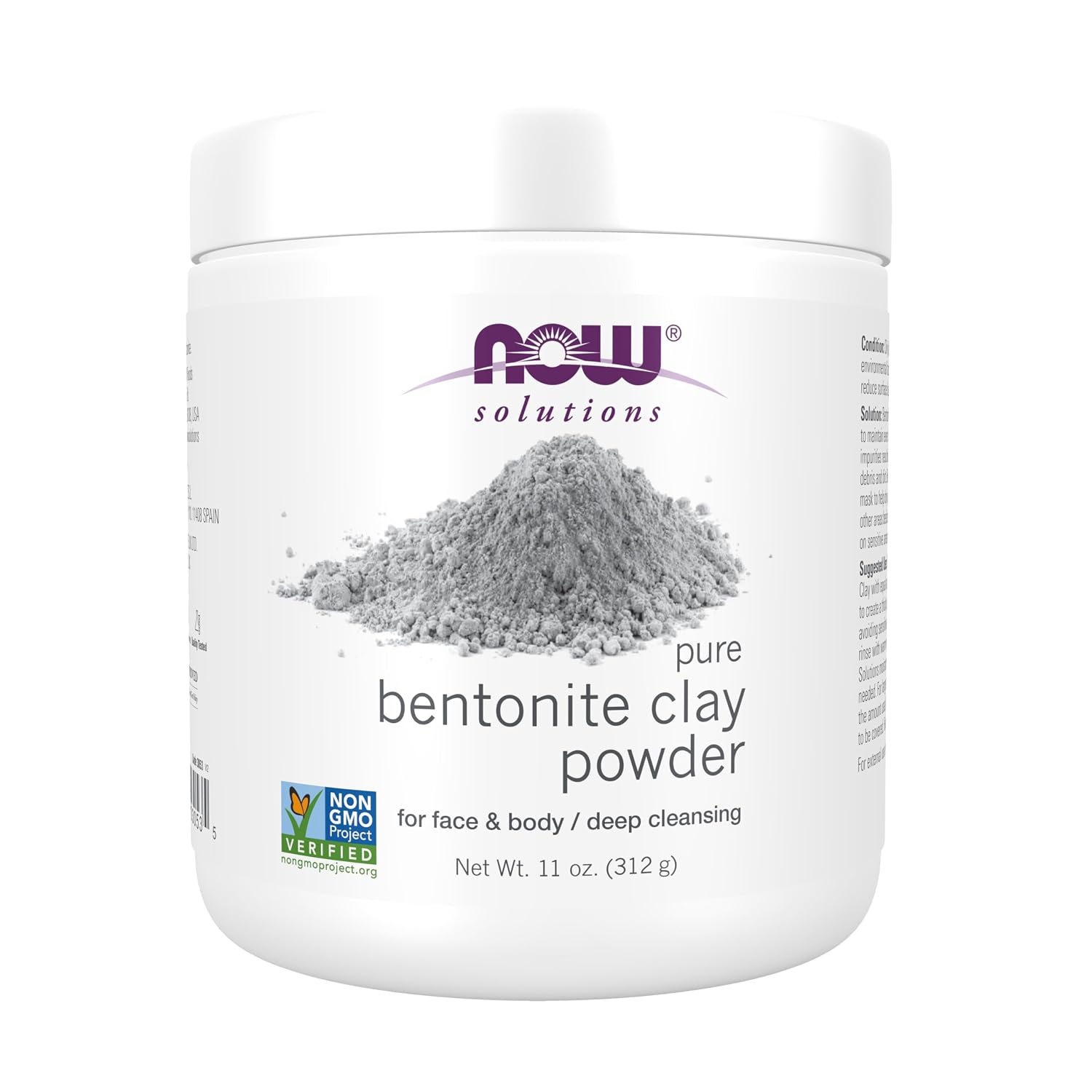 NOW Solutions, Bentonite Clay Powder, Great for Oily Problem Skin, 11 oz