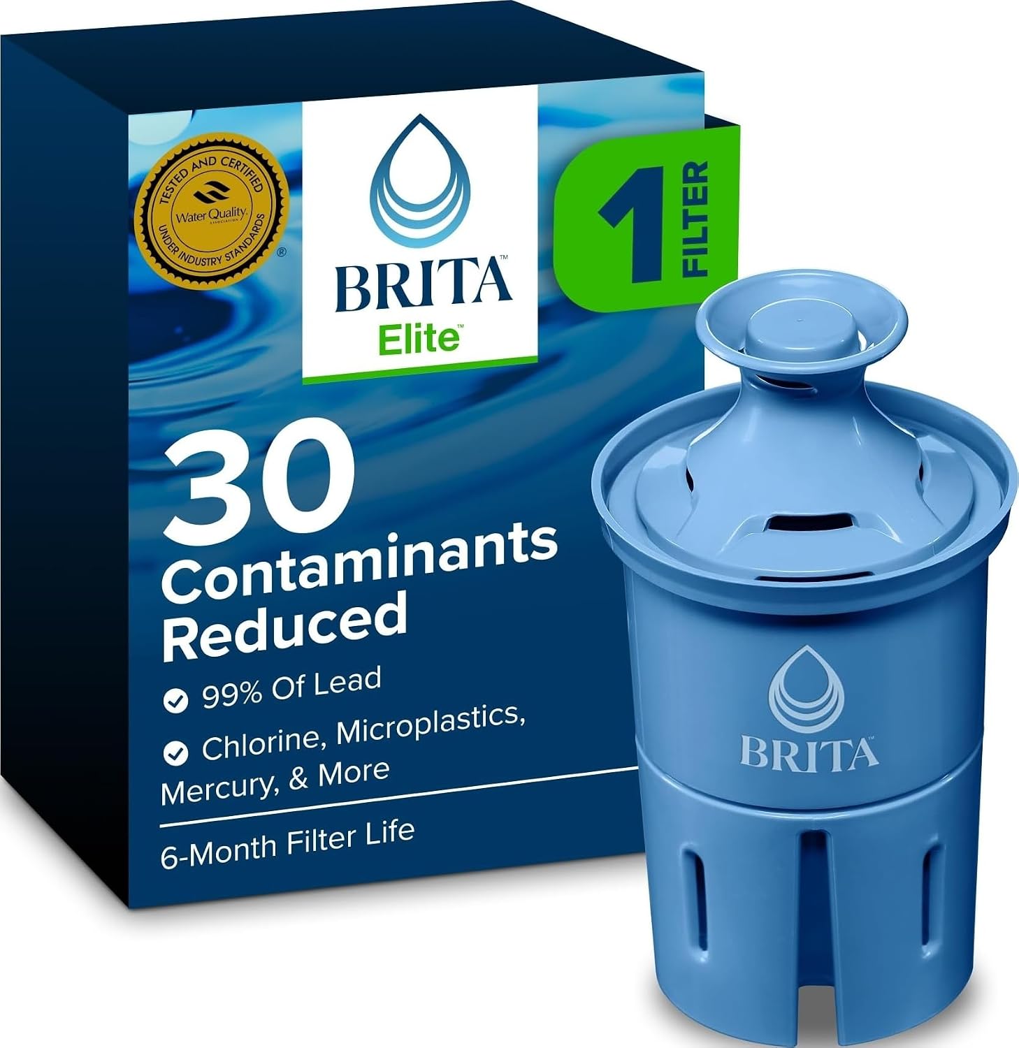 Brita Elite Replacement Water Filter, Pitchers and Dispensers, 1 Pack