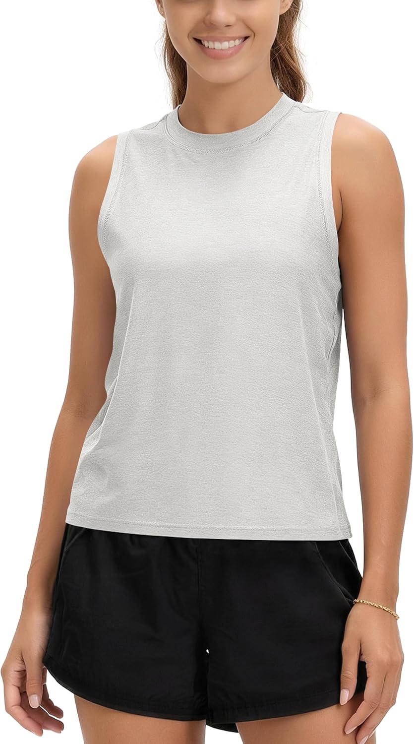 ODODOS Women’s Performance Tank Ultra Soft odSTRATUM Tech Sleeveless Tee Shirts High Crew Neck Pullover Top