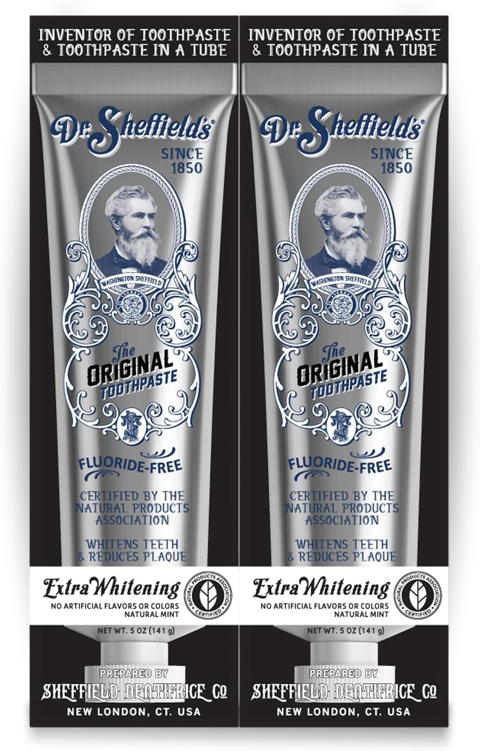 Dr. Sheffield’s Fluoride Free Whitening Toothpaste, Mint, No SLS, 2-Pack | Certified natural fluoride free toothpaste helps reduce plaque, whiten teeth, and freshen breath for a brighter smile