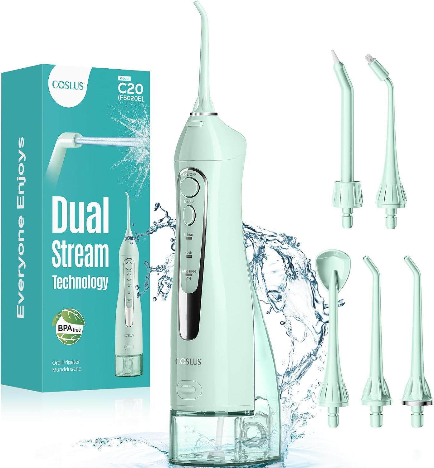 COSLUS ADA Accepted C20 Water Dental Flosser Teeth Pick, 300ML Larger Tank