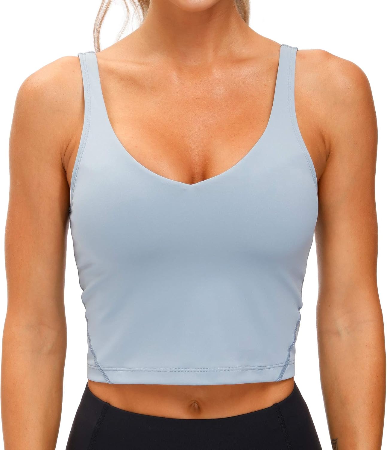 THE GYM PEOPLE Women’s Longline Sports Bra Wirefree Padded Medium Support Yoga Bras Gym Running Workout Tank Tops