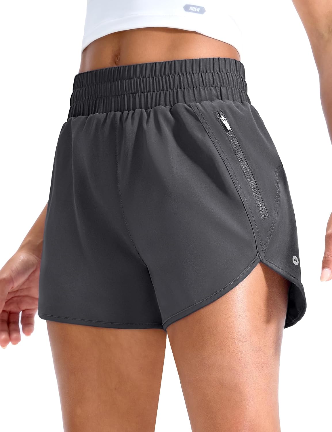 MIER 3 Inch Inseam Running Shorts for Women, Quick Dry with Zipper Pockets