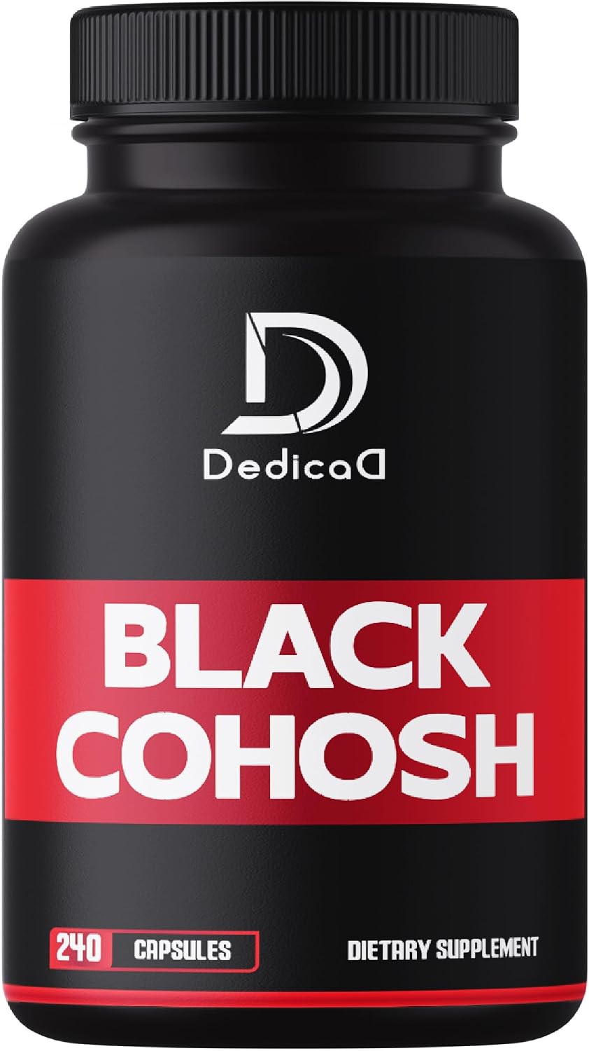 DEDICAD 1000mg Black Cohosh for Menopause Hot Flashes – 240 Capsules for 4-Month Supply – Support for Body Management, Women’s Health & Immune System