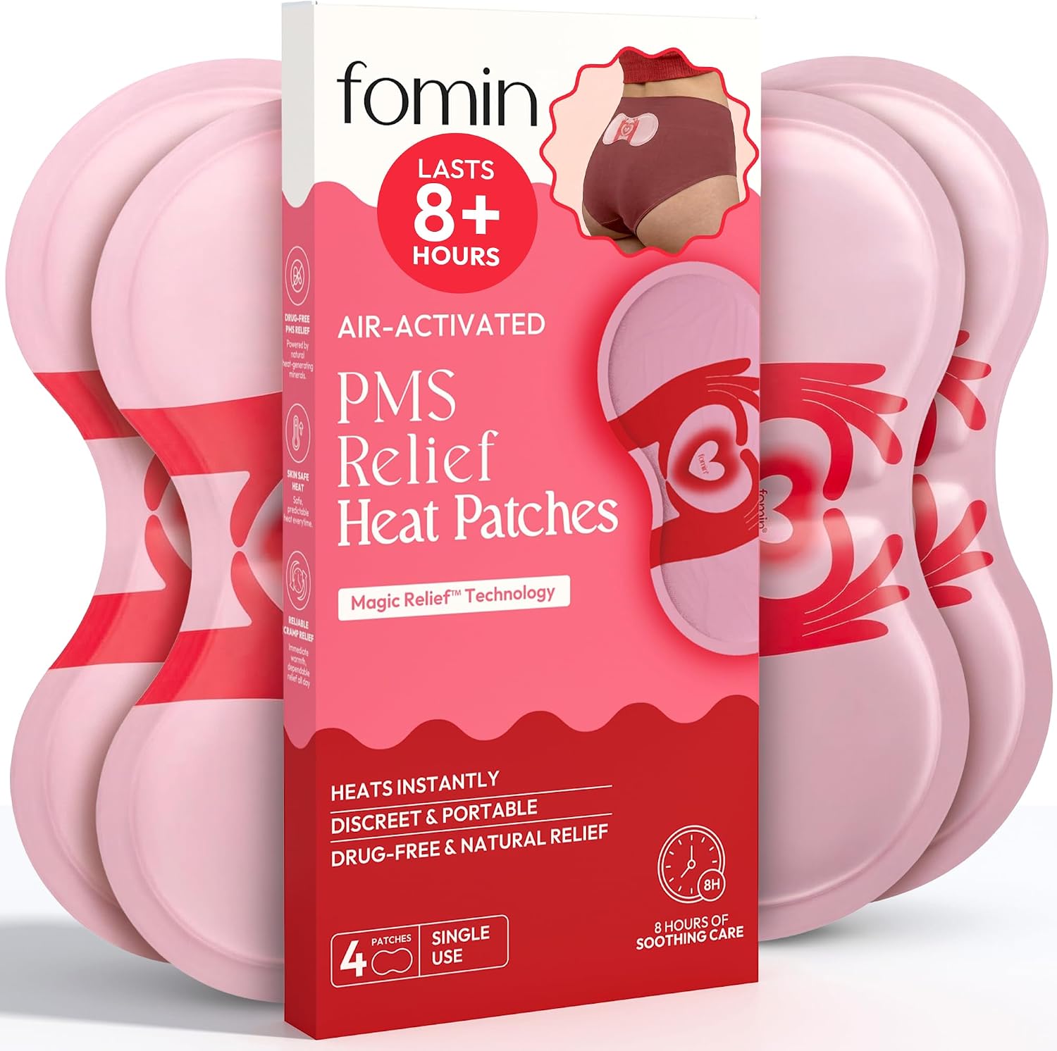 FOMIN PMS Relief Heat Patches (4 Pack) – Menstrual Cramp Relief