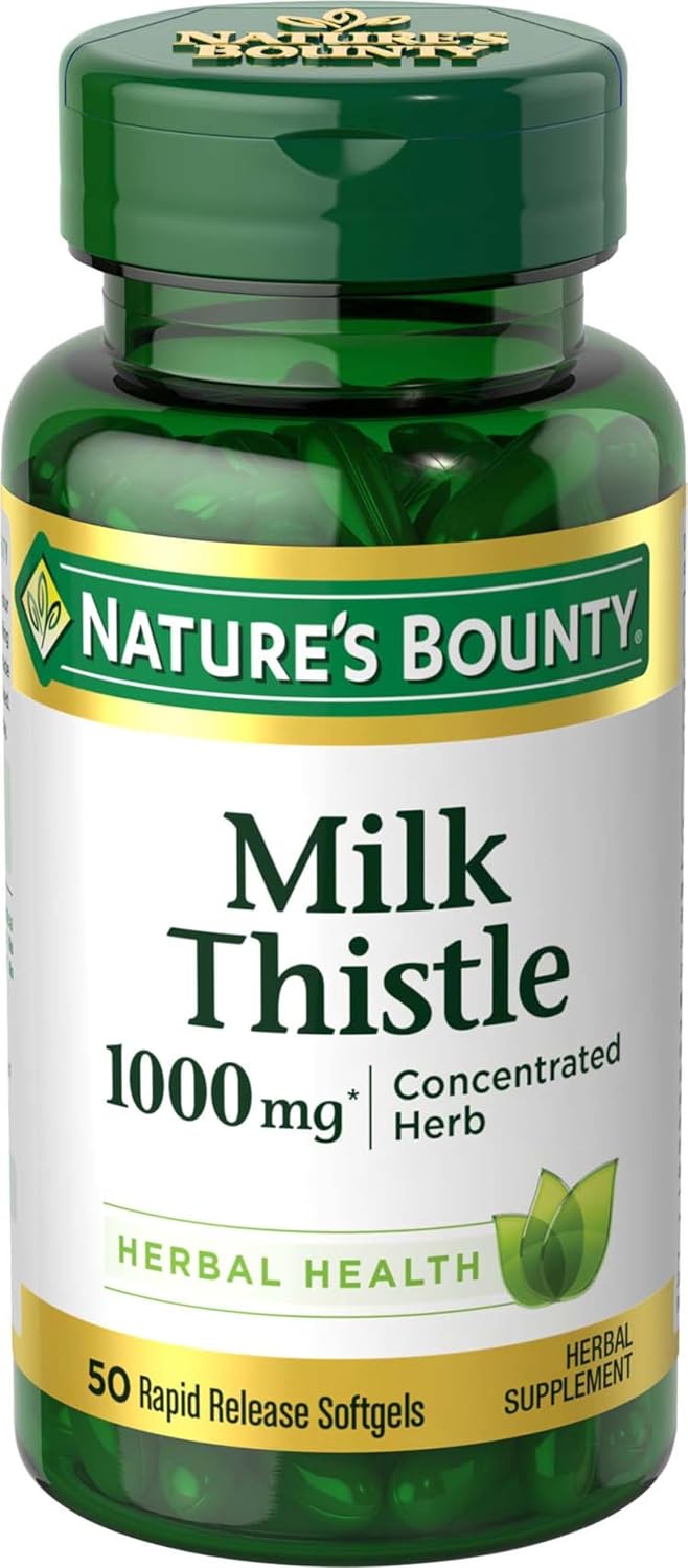 Nature’s Bounty Milk Thistle 1000mg, Rapid Release Softgels, 50 Count