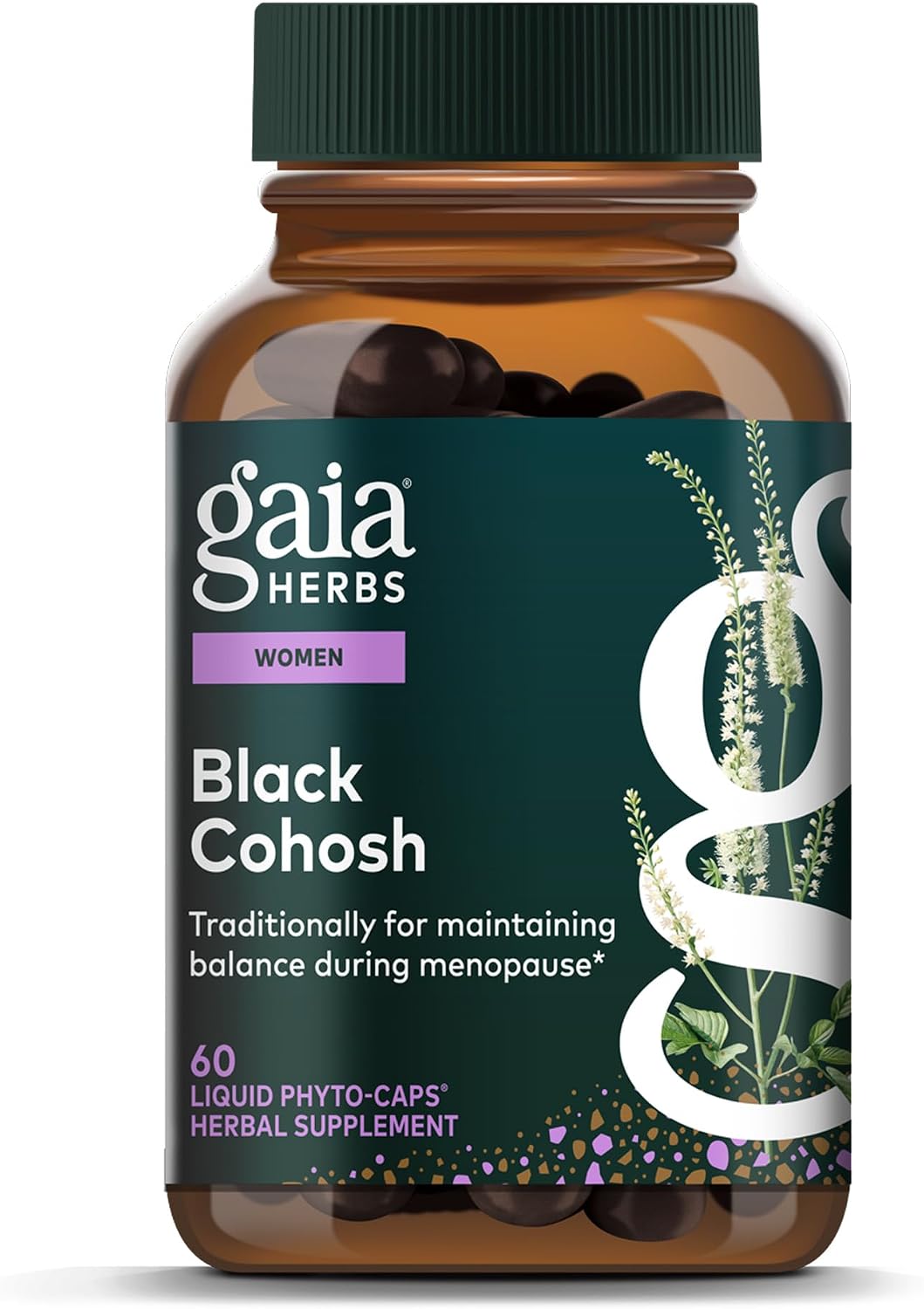 Gaia Herbs Black Cohosh, 60 Vegan Capsules, 60 Servings | Menopause Support Supplement to Help Support Hormone Balance & Health for Women, With Black Cohosh