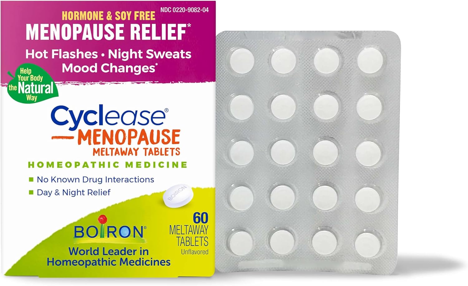 Boiron Cyclease Menopause Tablets for Relief of Hot Flashes, Night Sweats, Irritability, and Mood Swings – 60 Count