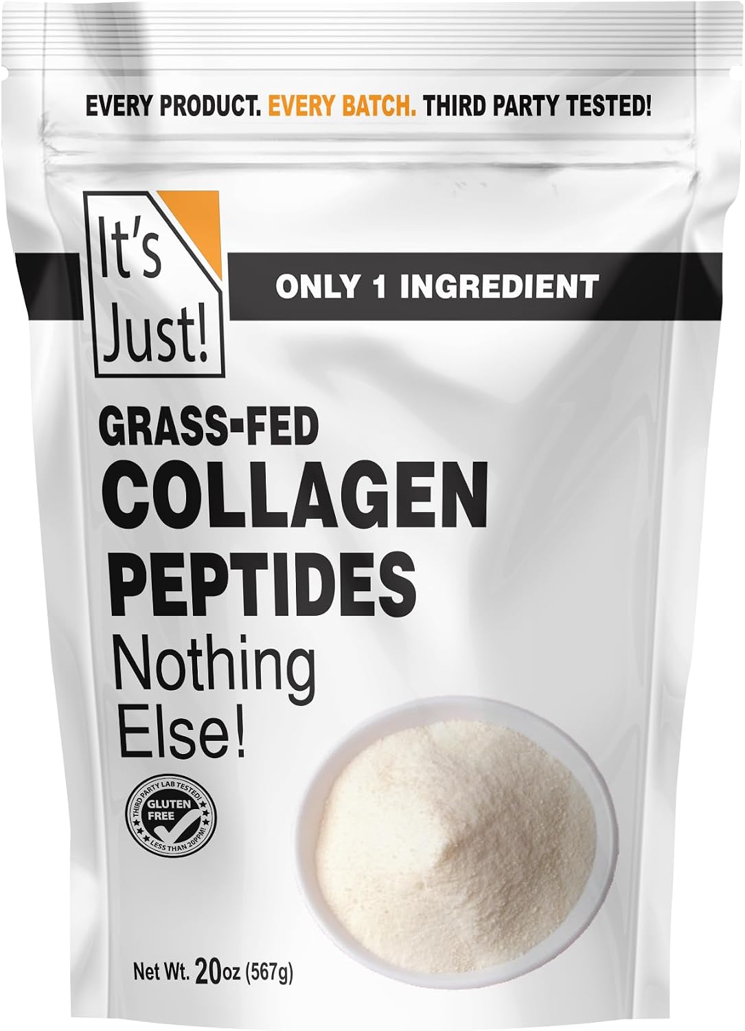 It’s Just! – Collagen Peptides (1.25lb) Grass-Fed Protein Powder, Unflavored, GLP-1 Friendly, Heavy Metal Tested by 3rd Party Lab, Type I & III, Hydrolyzed to Dissolve Quickly, 20oz