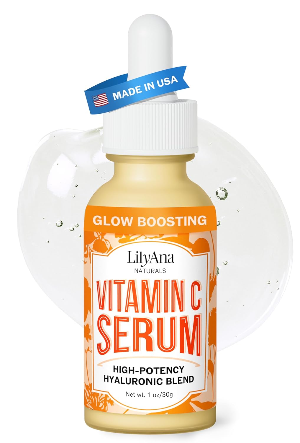 LilyAna Naturals Vitamin C Face Serum with Hyaluronic Acid, 1 oz | Anti-aging serum with vitamin E helps reduce age spots and sun damage while supporting collagen and elastin.
