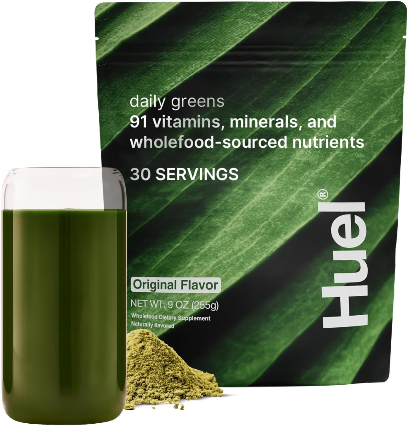 Huel Daily Greens | Superfood Greens Powder | Adaptogens & Probiotics | Original Flavor | 30 Servings | 91 Vitamins, Minerals, and Wholefood-Sourced Ingredients | Adaptogens & Antioxidants