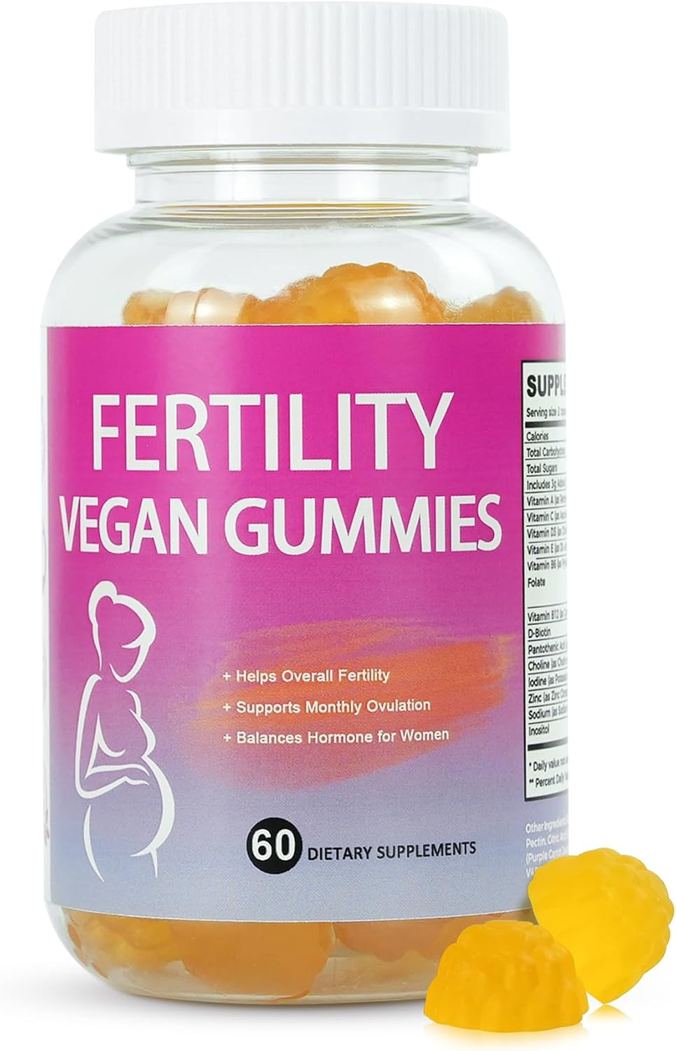 Fertility Gummies for Women to Get Pregnant Fast, Folic Acid Conception Gummies to Boost Fertility for Her, 60 Count Fertility Vitamin Gummy Support Hormone Balance, Ovulation & Period Cycle