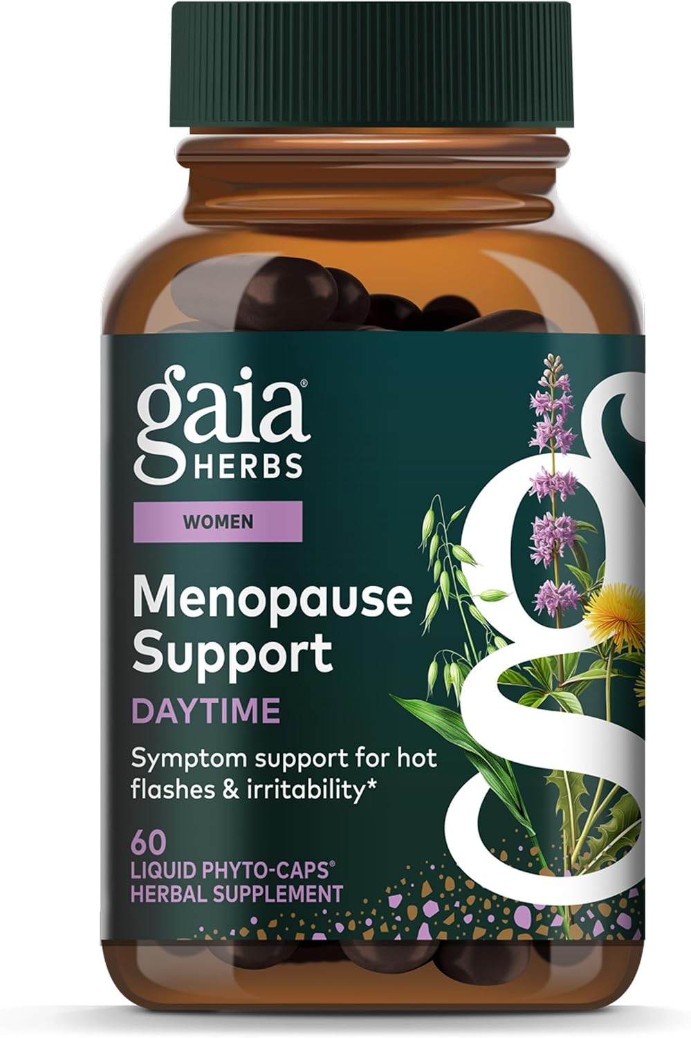 Gaia Herbs Menopause Support Daytime, 60 Vegan Capsules, 60 Servings | Helps Support Hormone Balance & Well-Being for Women, with Vitex, Black Cohosh, St. John’s Wort & Oats, Vegan