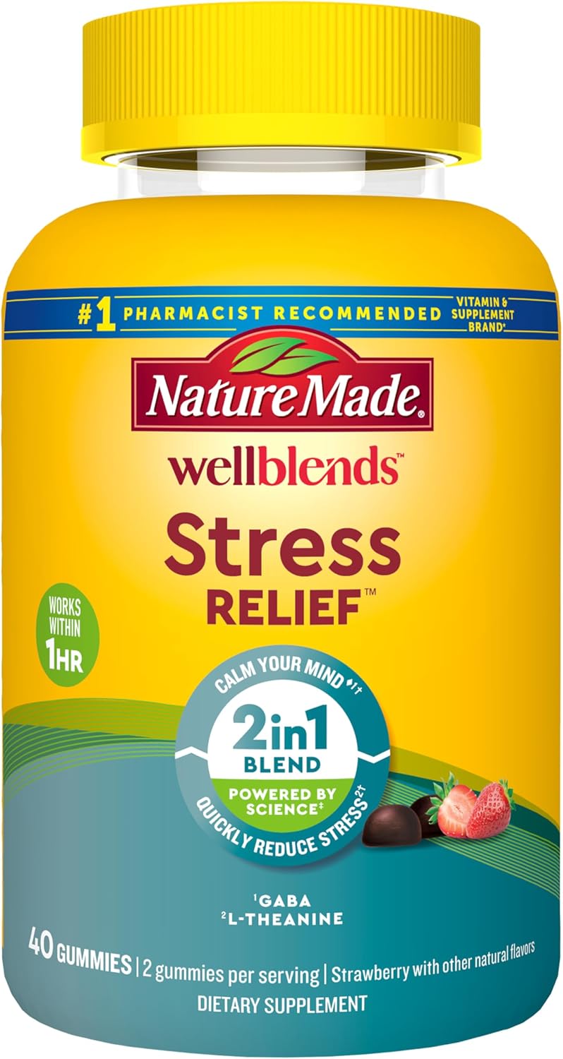 Nature Made Wellblends Stress Relief Gummies, 40 Strawberry Flavor Gummies