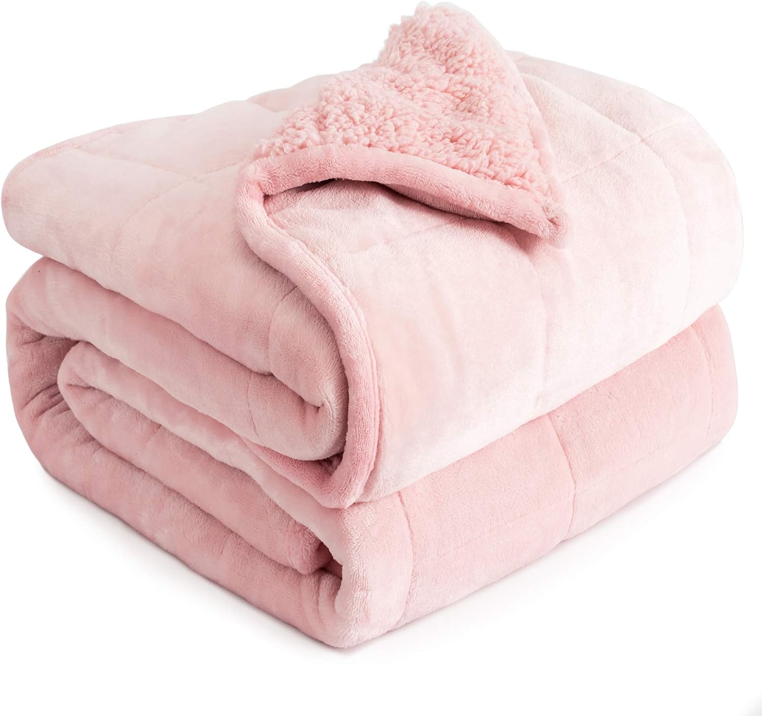 Cottonblue Pink Weighted Blanket Queen Size 15lbs for Adults 60x80in Soft