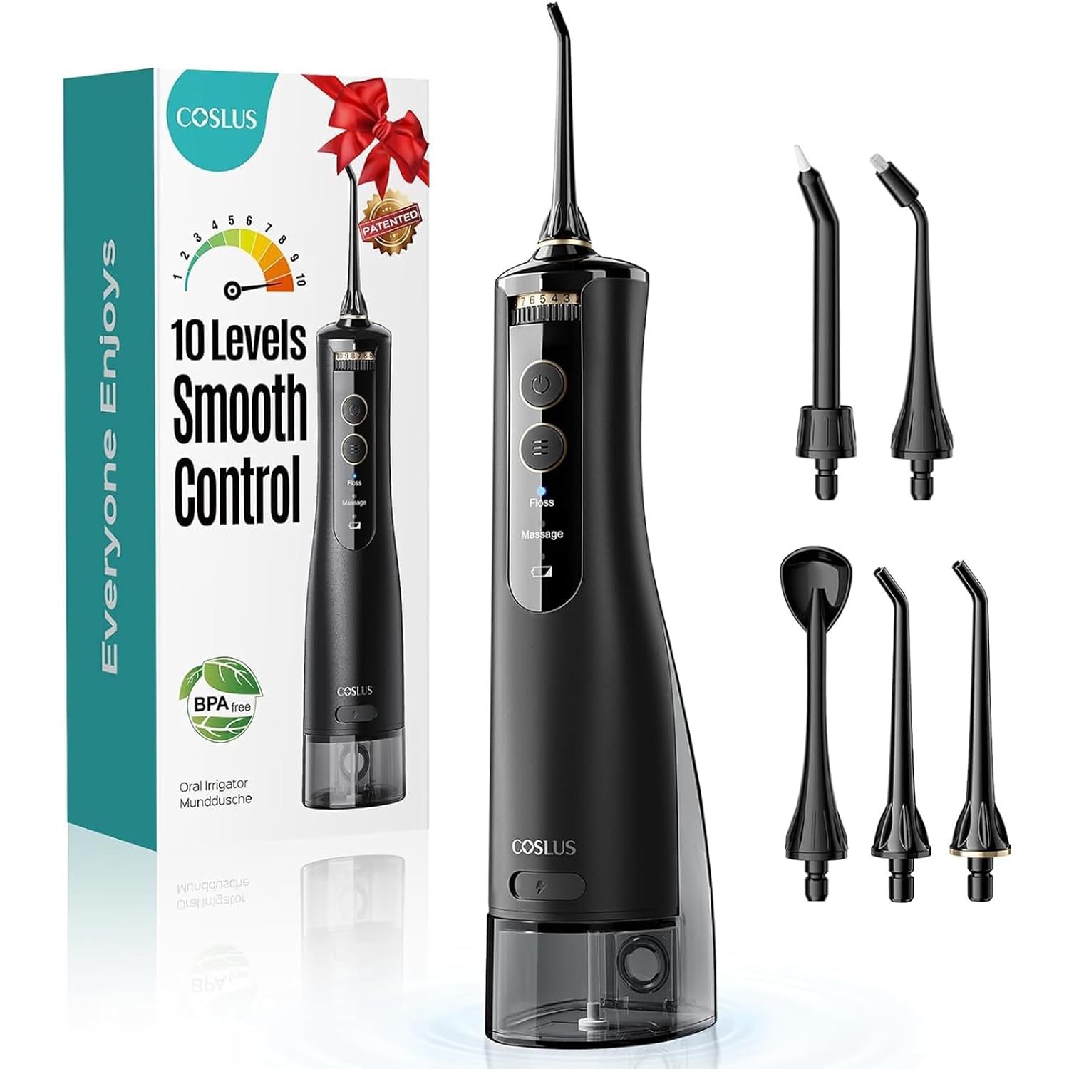COSLUS ADA Accepted E40 Water Dental Flosser, 10 Pressure Levels Easy Use