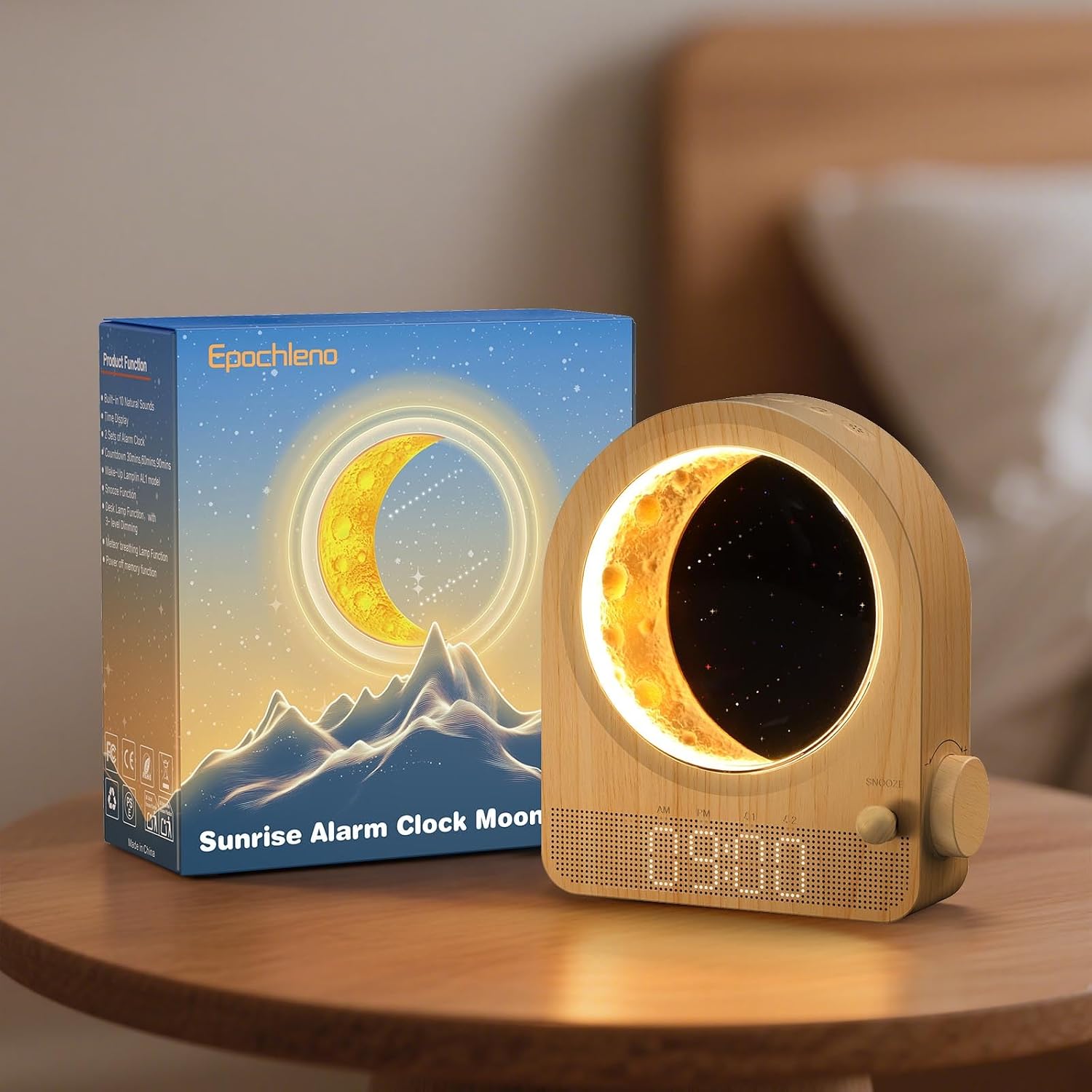 Sunrise Alarm Clock, White Noise Machine, Wood Grain
