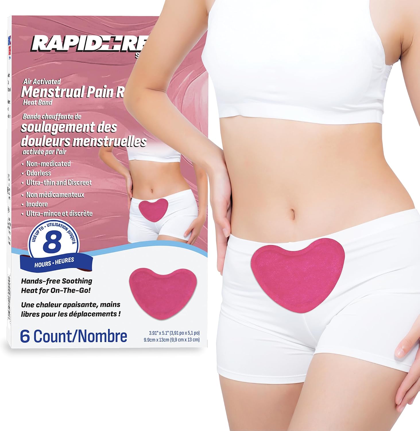 Rapid Relief Air Activated Menstrual Heat Patch, Heart Period Patch 6 Count