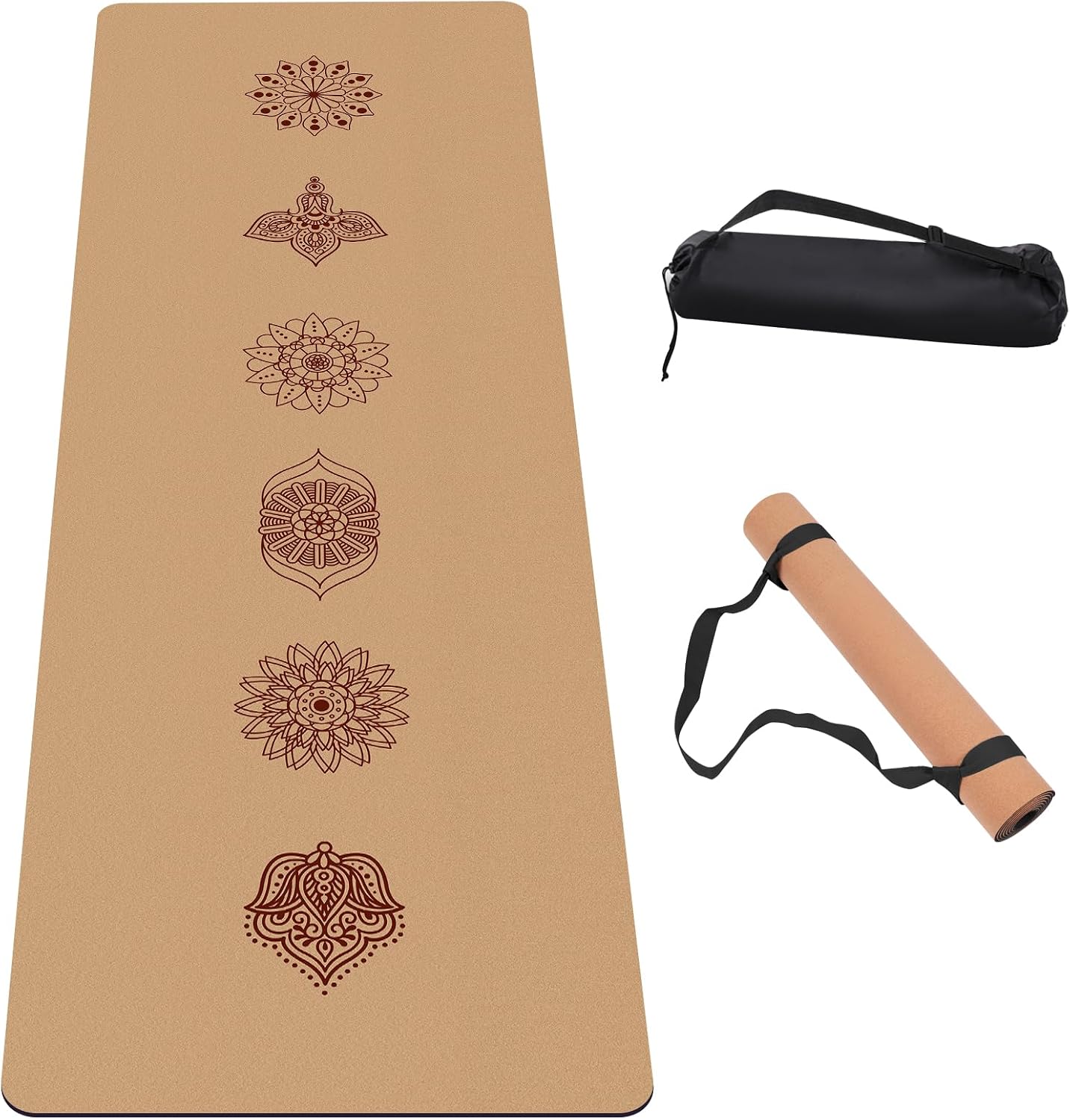 Premium Cork Yoga Mat Non Slip Thick Cork Exercise & Fitness Mat for Yoga, Pilates, & Home Workouts(72″ x 24″ x 5mm Thick)