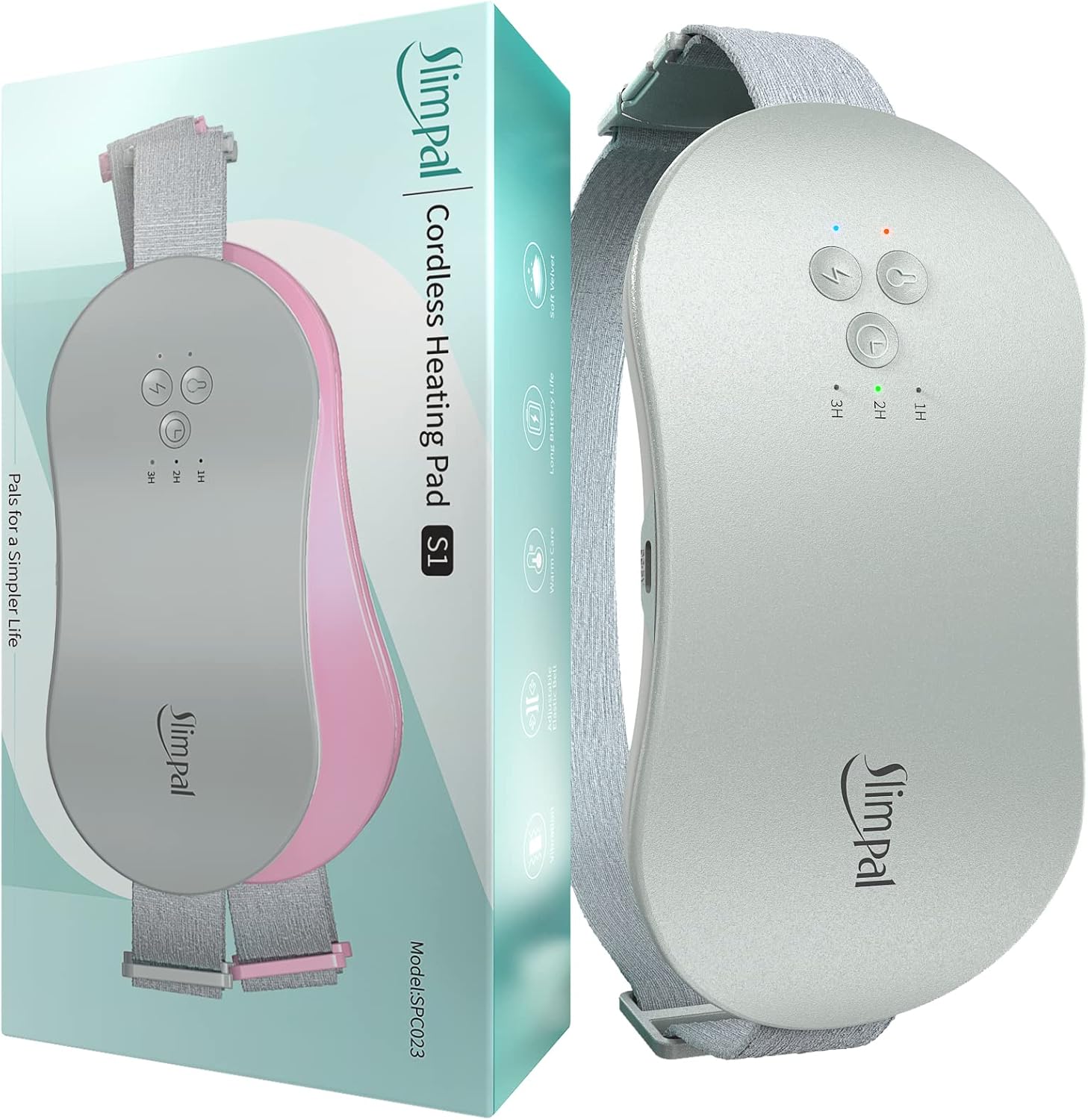 Slimpal Portable Heating Pad for Period Cramps, Electric Cordless Wearable Heat Pad for Menstrual Cramps Relief, 3 Timer Auto Off Setting, Stocking Stuffers Gifts Her Women Girl, Light Grey | Menstrual Electric Wearable Heat Belt for Menstrual Cramps Relief, Christmas Stocking Stuffers Gifts for Women Her Girl, Grey