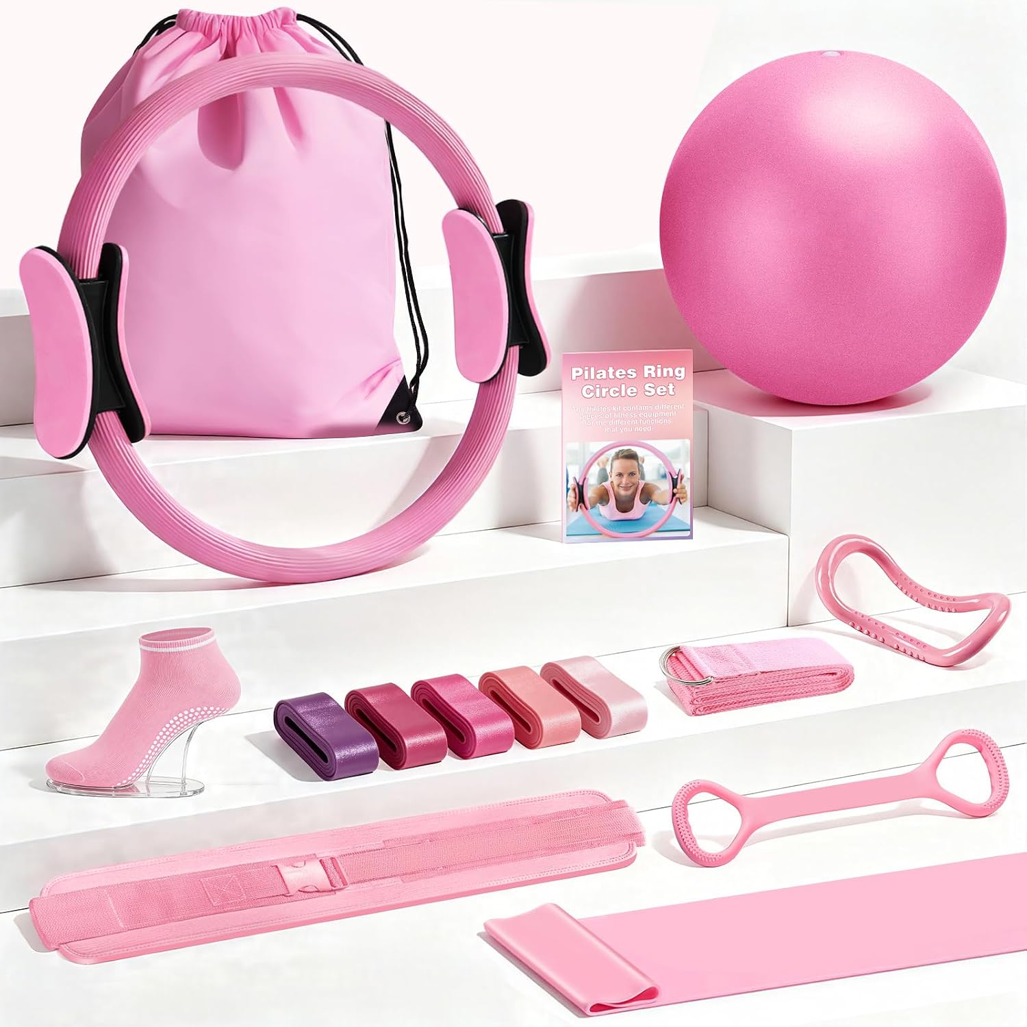 Pilates Ring Set for Home Workout -13” Magic Circle and Ball