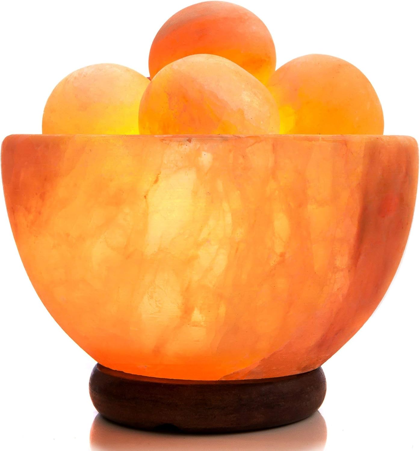 UMAID Himalayan Salt Lamp Bowl with 6 Himalayan Salt Massage Stones, Dimmable Pink Rock Salt Lamp for Bedroom, Office Desk & Meditation Room, Spa Decor, Relaxation Home Decor Gifts for Men & Women