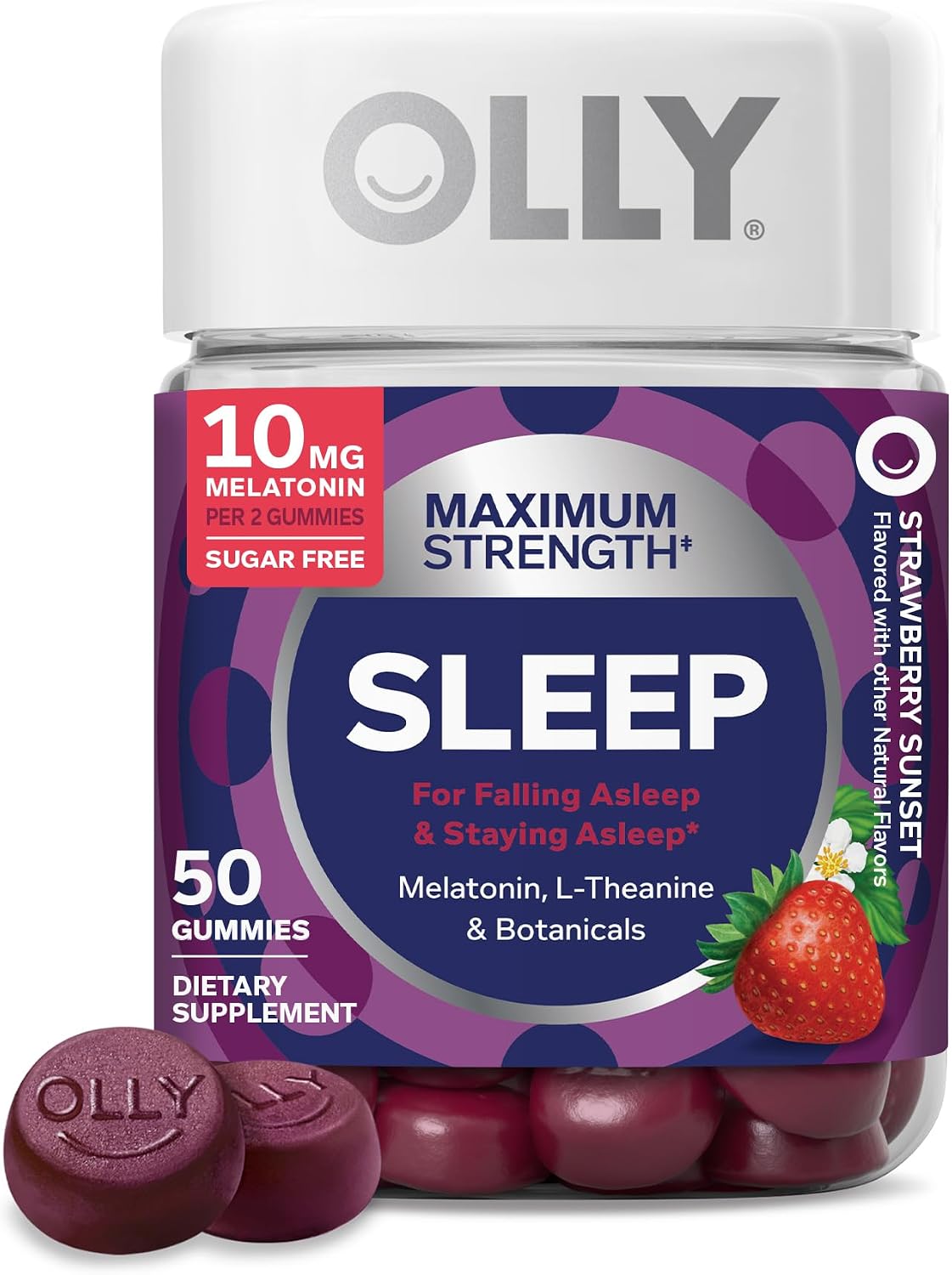 OLLY Maximum Strength Sleep Support Supplement, 10 mg Melatonin – 70 Count