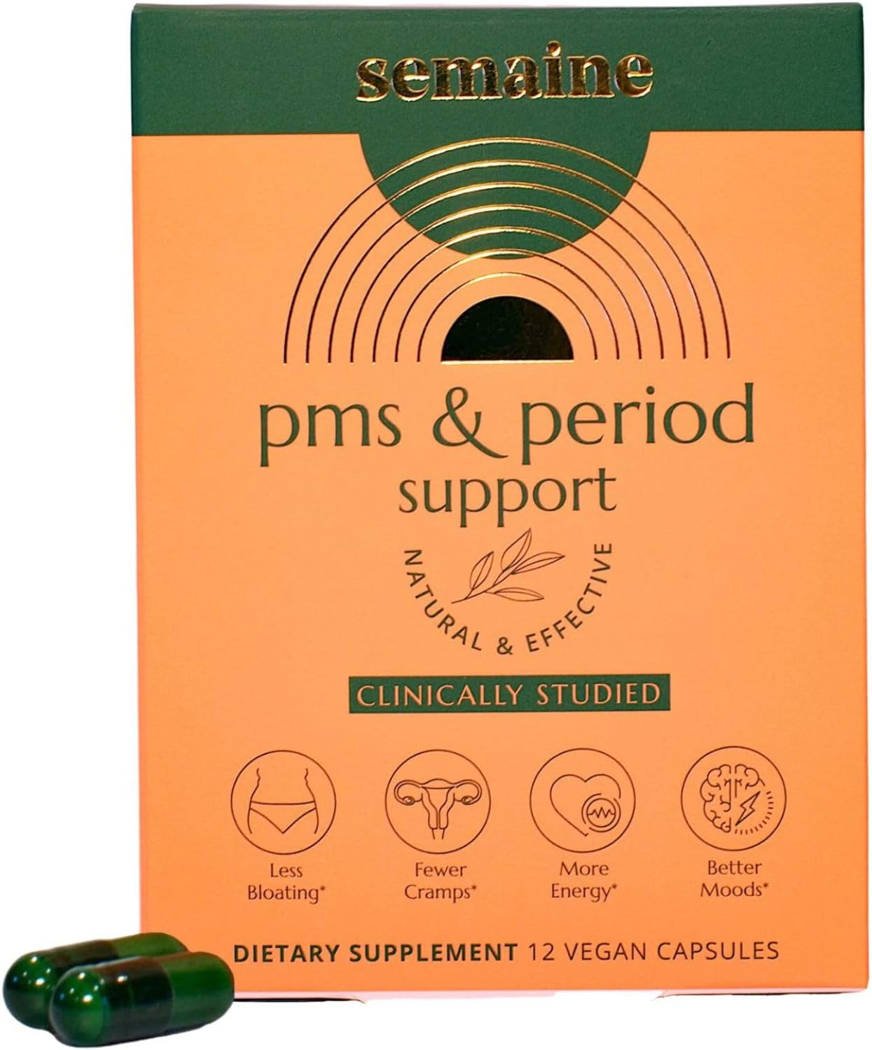 Semaine PMS & Period Support – Menstrual Cramps: No More Period Cramps, Mood Swings, or Bloating. PMS Supplement for Happy Hormones (12 Count)