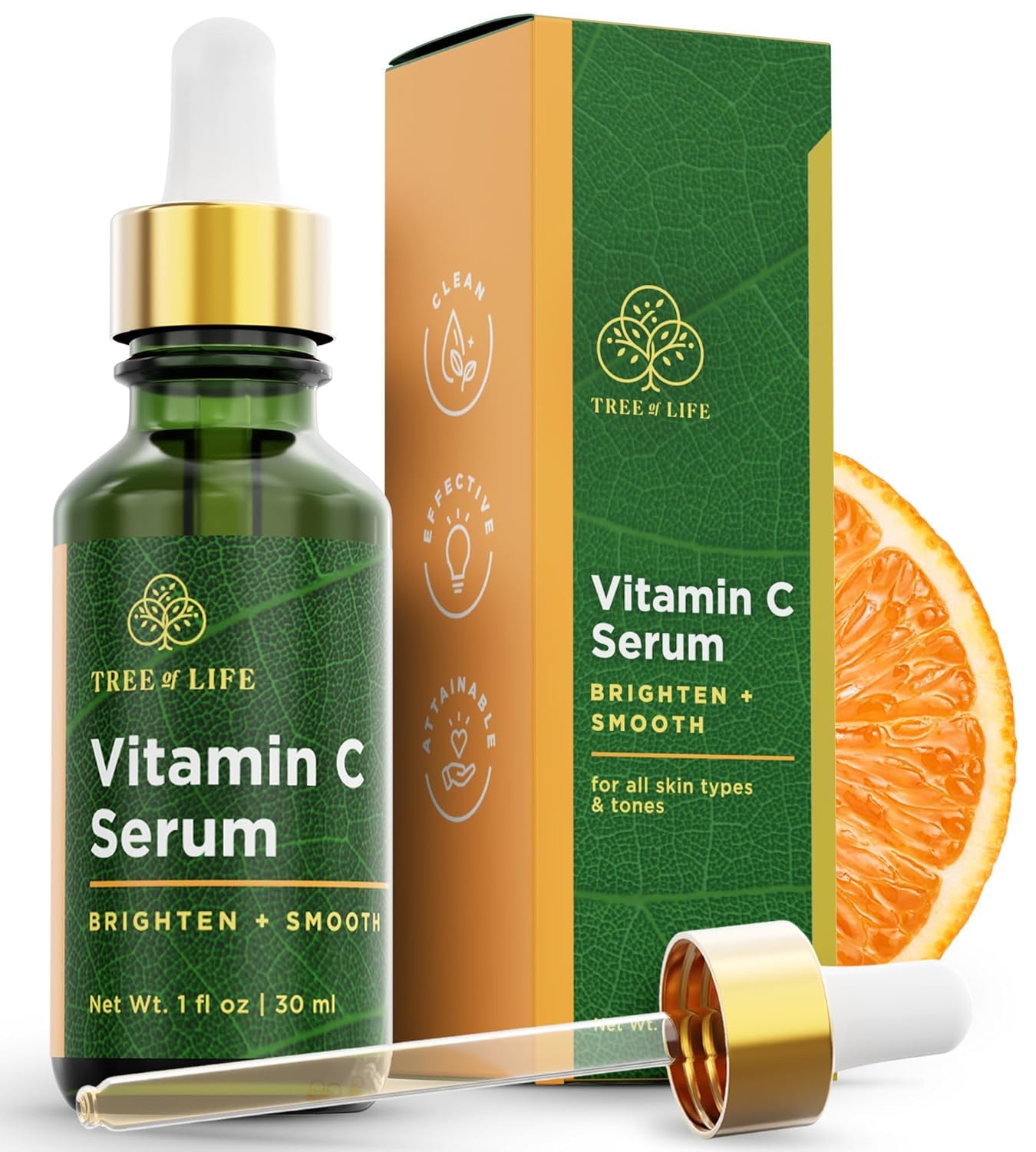 Tree of Life Vitamin C Serum for Face, Dark Spots Remover Face Oil, 1 Fl Oz | Brightening Vitamin C serum for face. Hydrating face oil that targets dark spots and fine lines for clear skin.